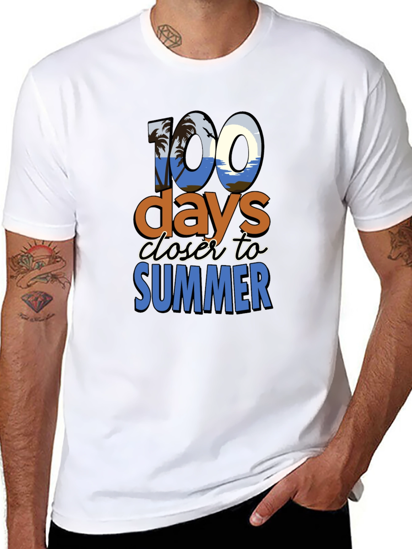 Black 100 Days Closer to Summer Graphic Tee view 8