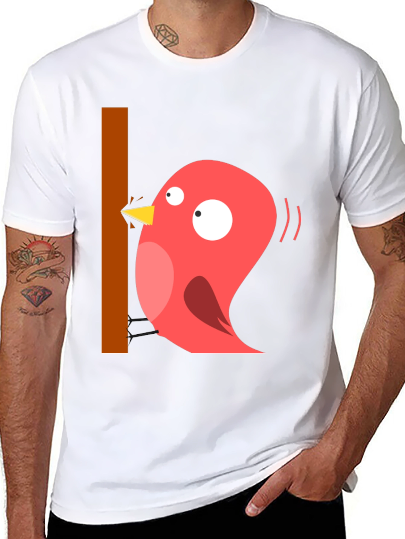 Black Funny Bird Graphic T-Shirt - Casual Black Tee view 8