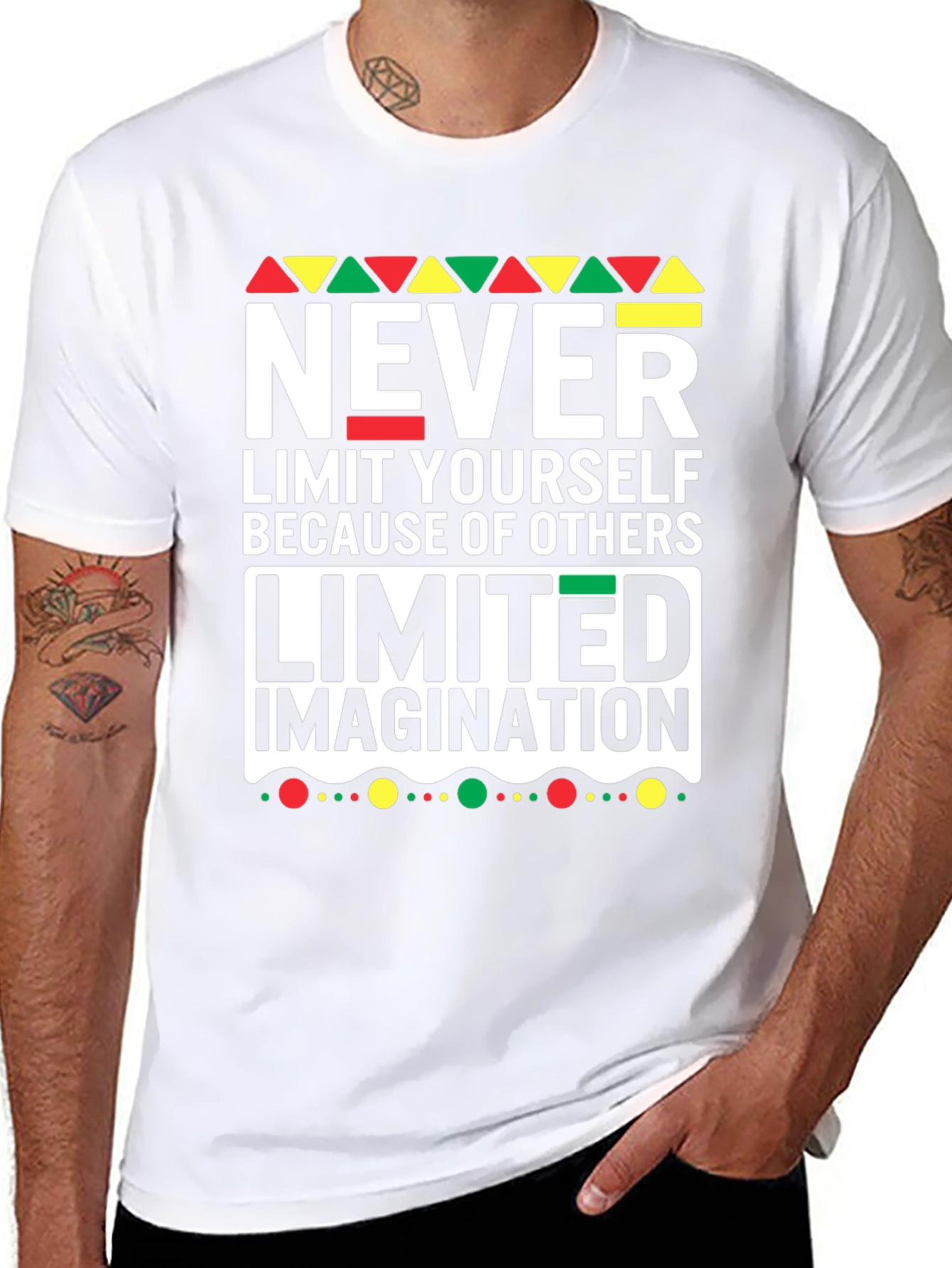 Black Never Limit Yourself T-Shirt - Inspirational Design view 8