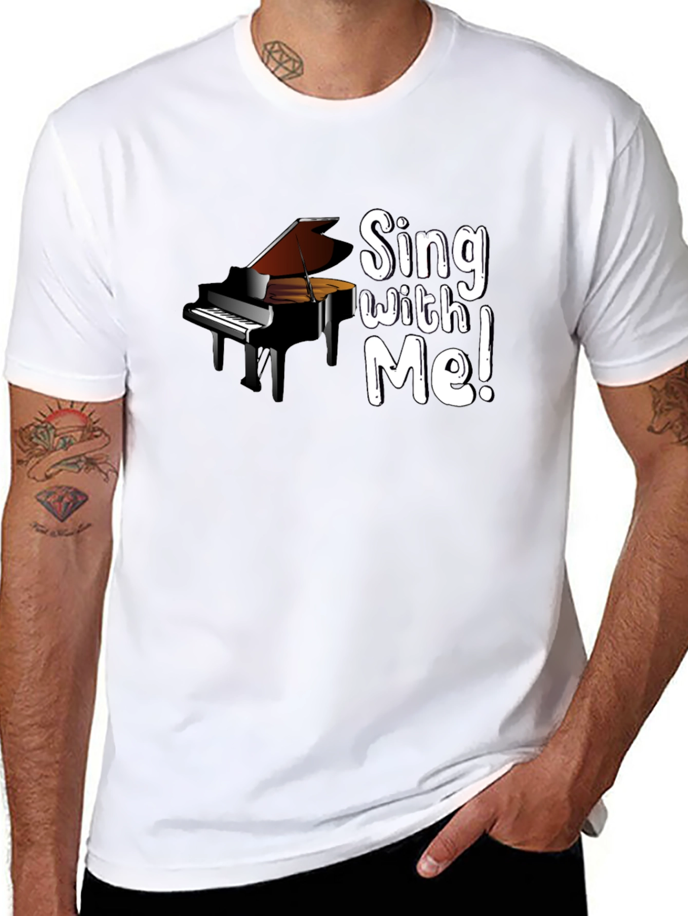 Sing With Me Piano Graphic Black T-Shirt - 8