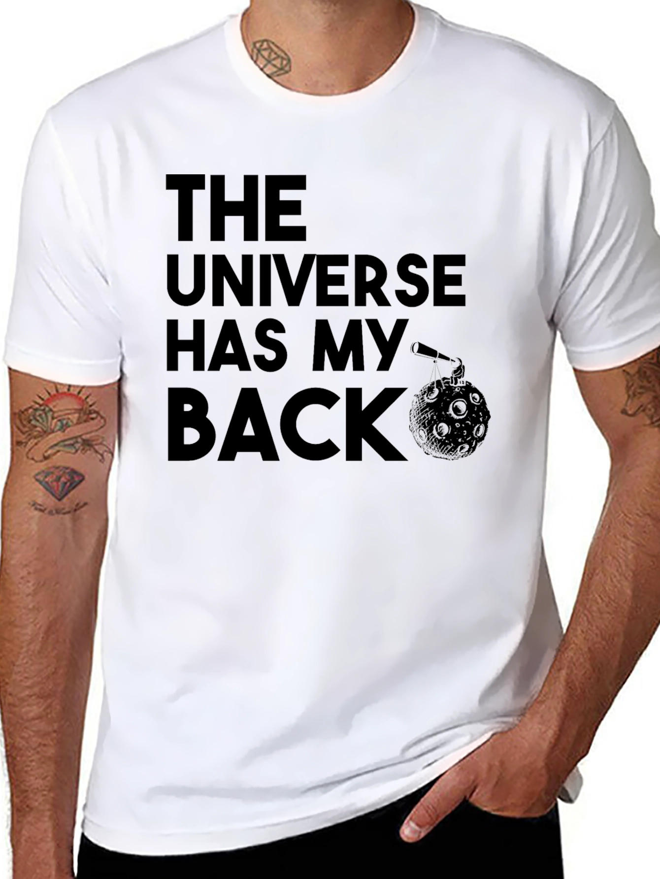 Black The Universe Has My Back Graphic T-Shirt view 8