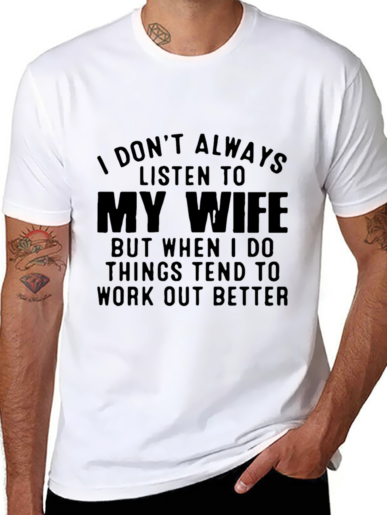 Black I Don't Always Listen To My Wife T-Shirt view 8