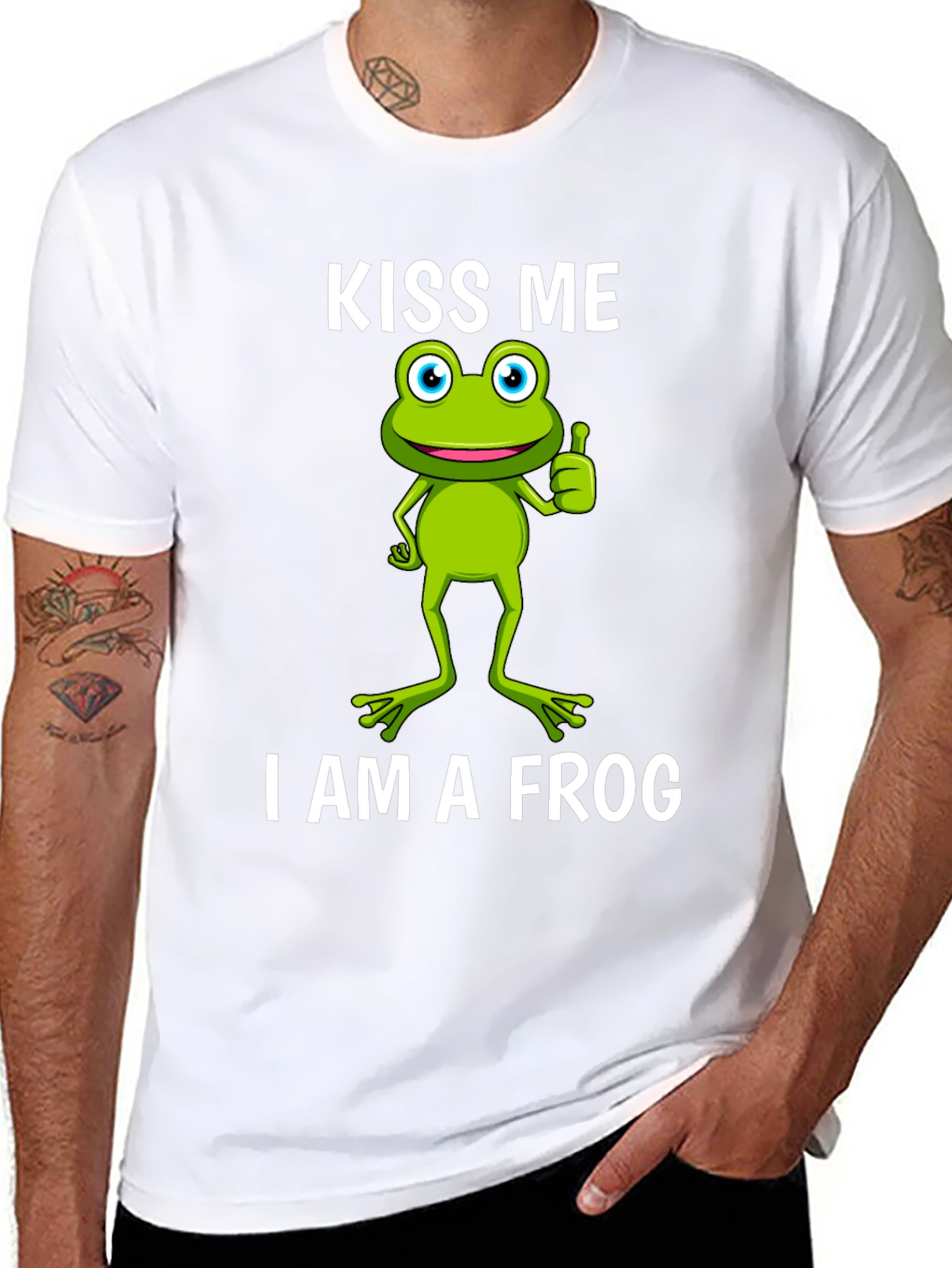 Black Kiss Me, I Am A Frog Graphic T-Shirt view 8