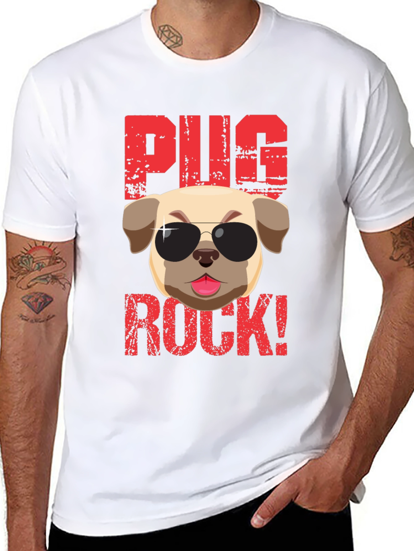 Black Pug Rock T-Shirt - Cool Dog Tee view 8
