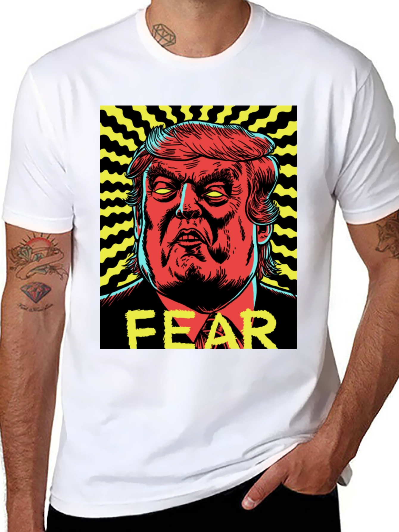 Black Fear Trump Graphic Print Tee - Men's Black T-Shirt view 8