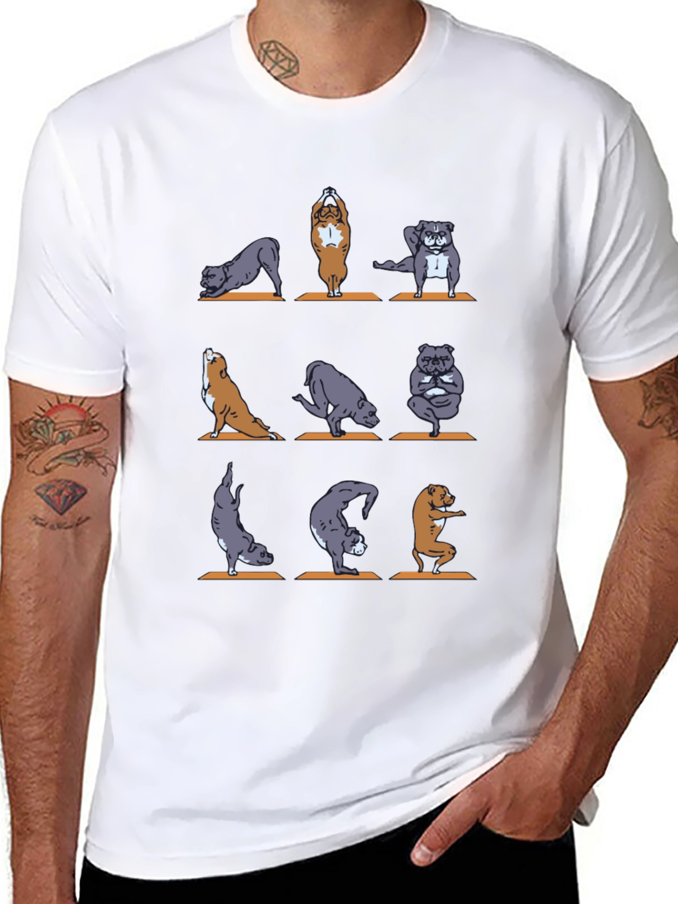Black Yoga Dogs Graphic T-Shirt - Unisex view 8