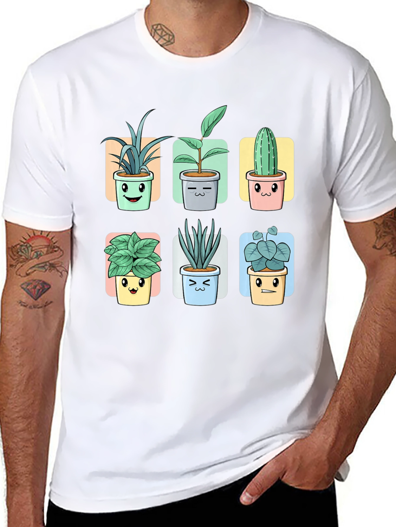 Black Cute Potted Plants Graphic Tee view 8