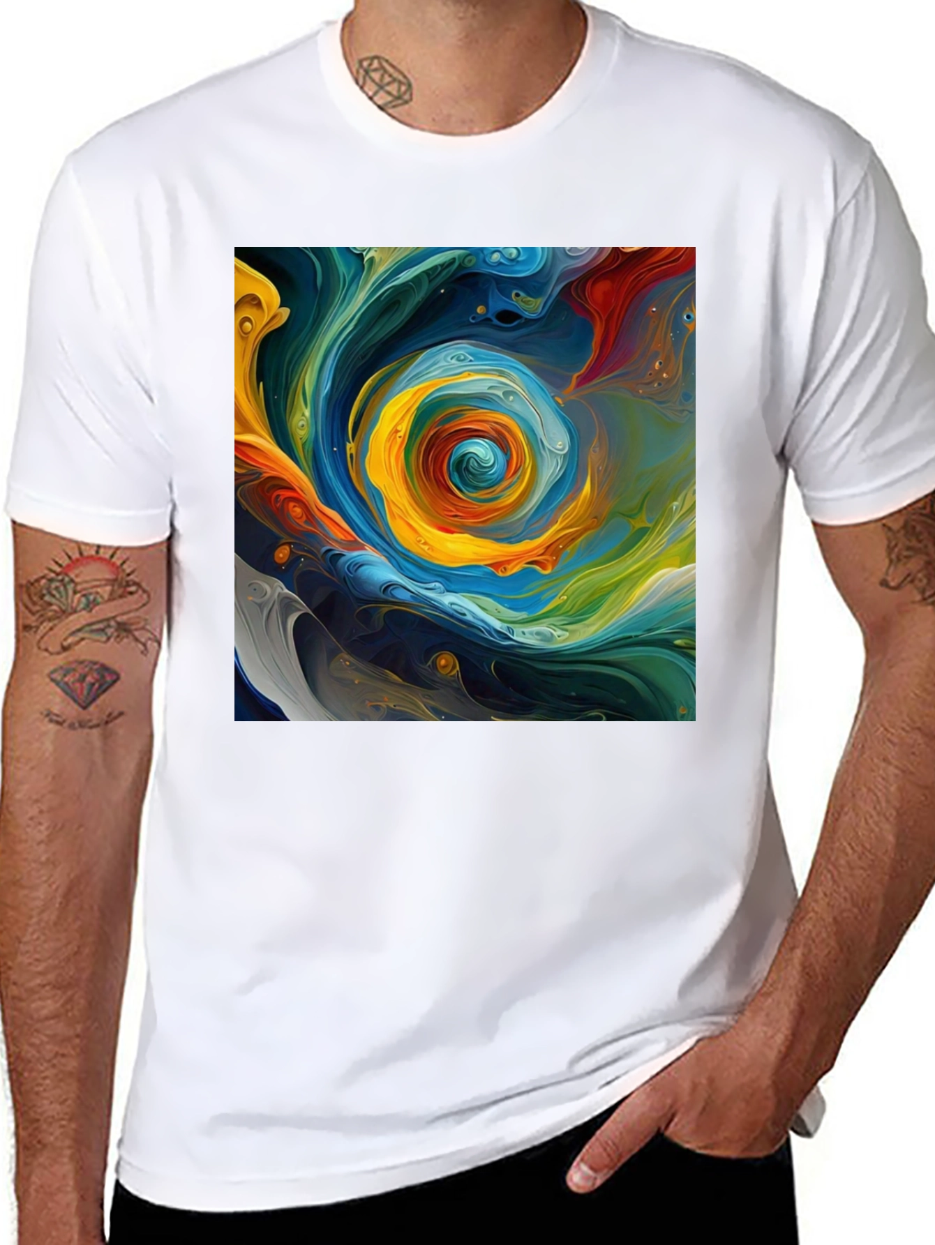 Black Abstract Swirl Art Tee - Bold & Unique Style view 8