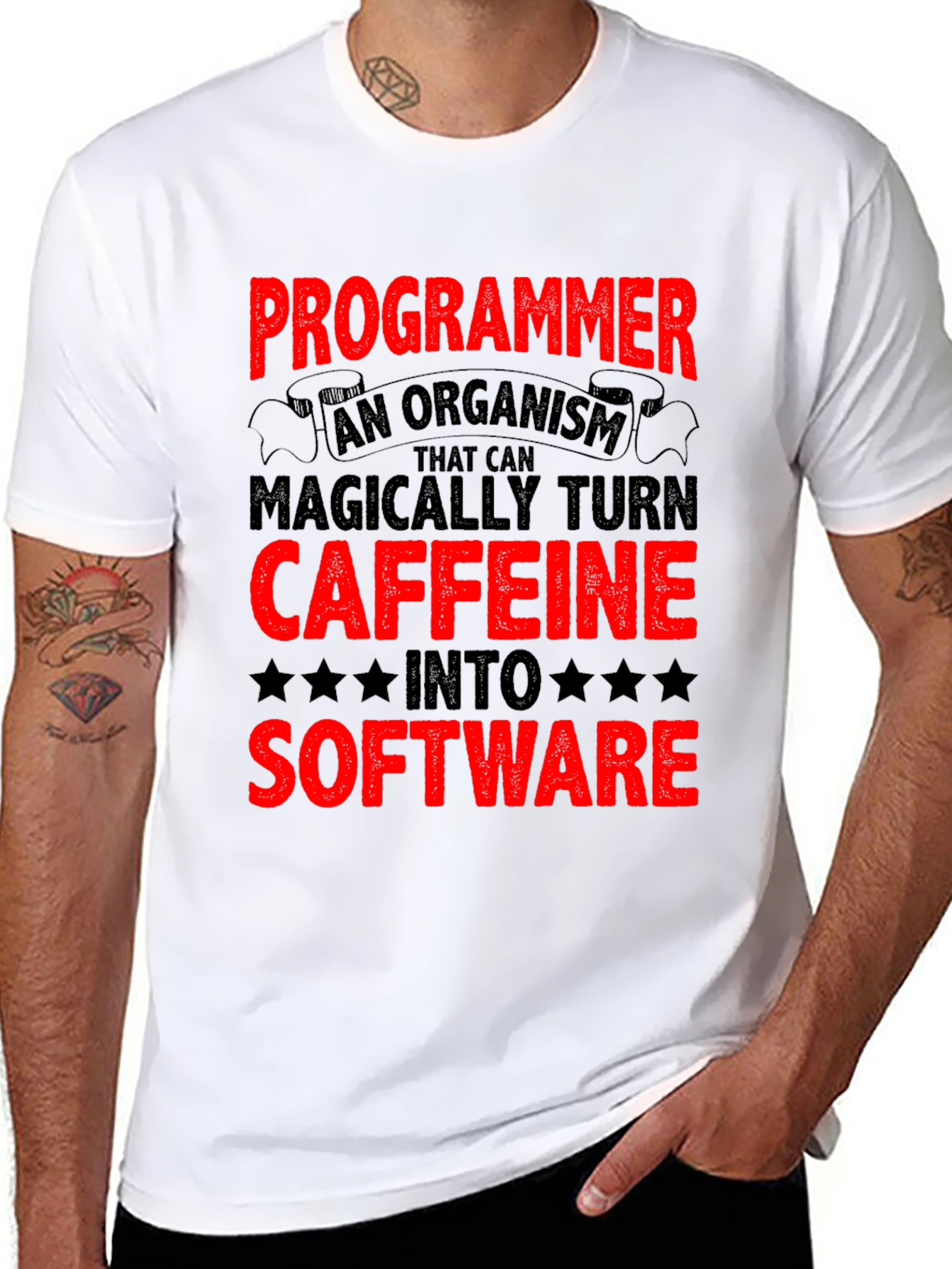 Black Programmer Caffeine to Software Black T-Shirt view 8