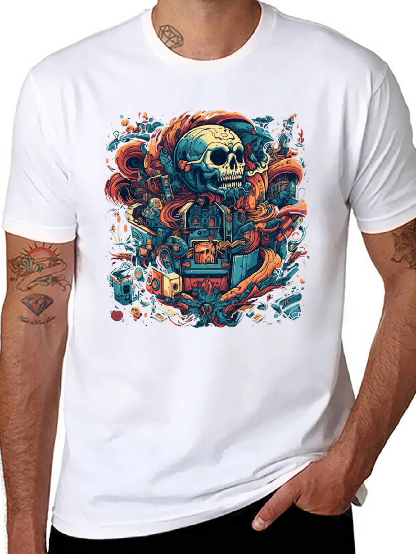 Black Skull Graphic Tee - Unique Urban Design view 8