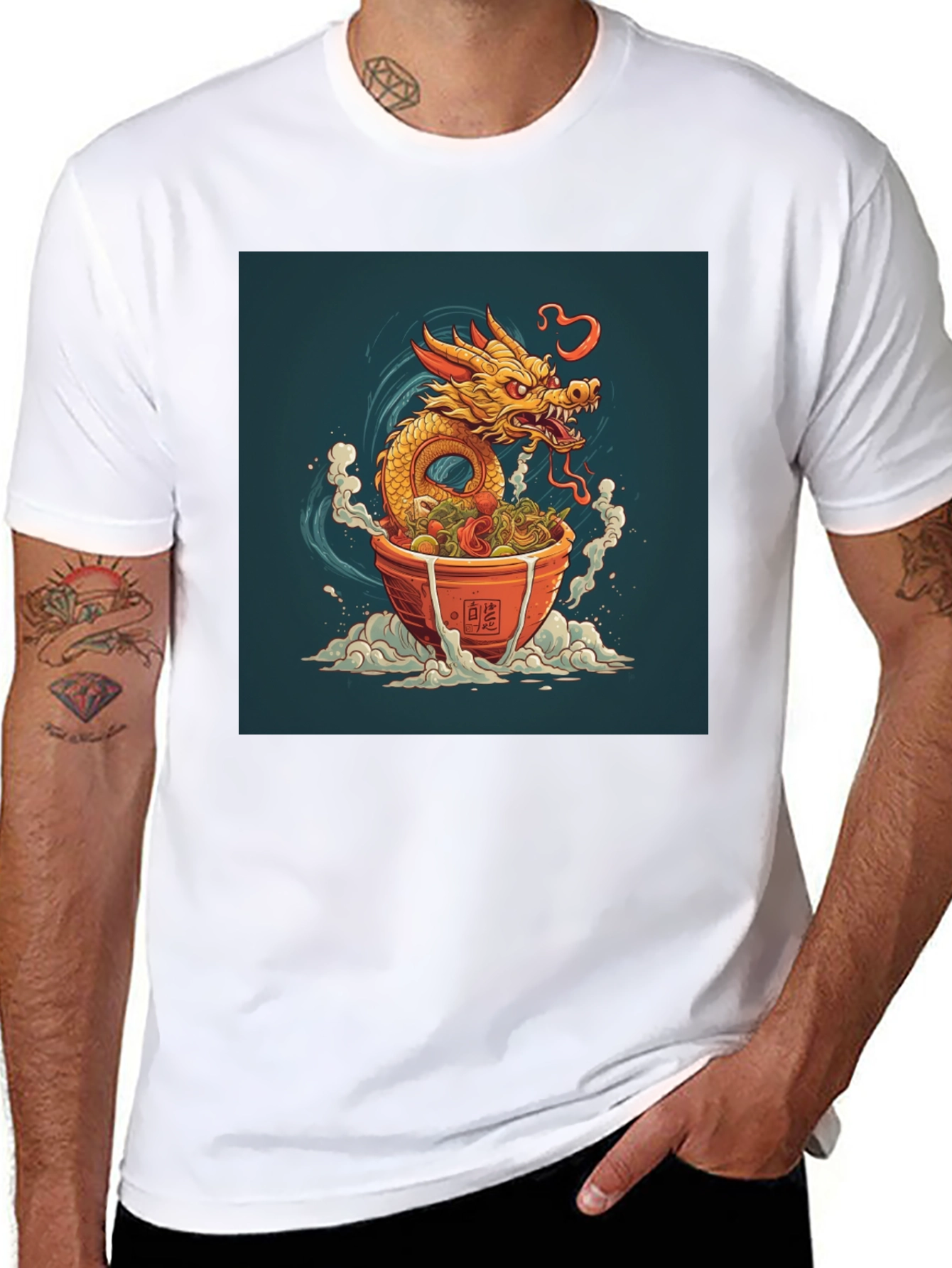 Black Dragon Ramen T-Shirt - Unique Graphic Tee view 8