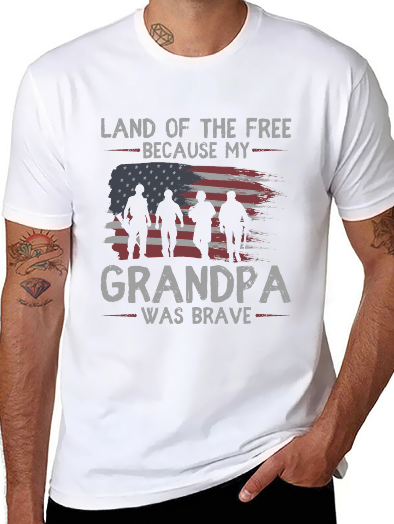 Black Land of the Free Grandpa Graphic Tee view 8