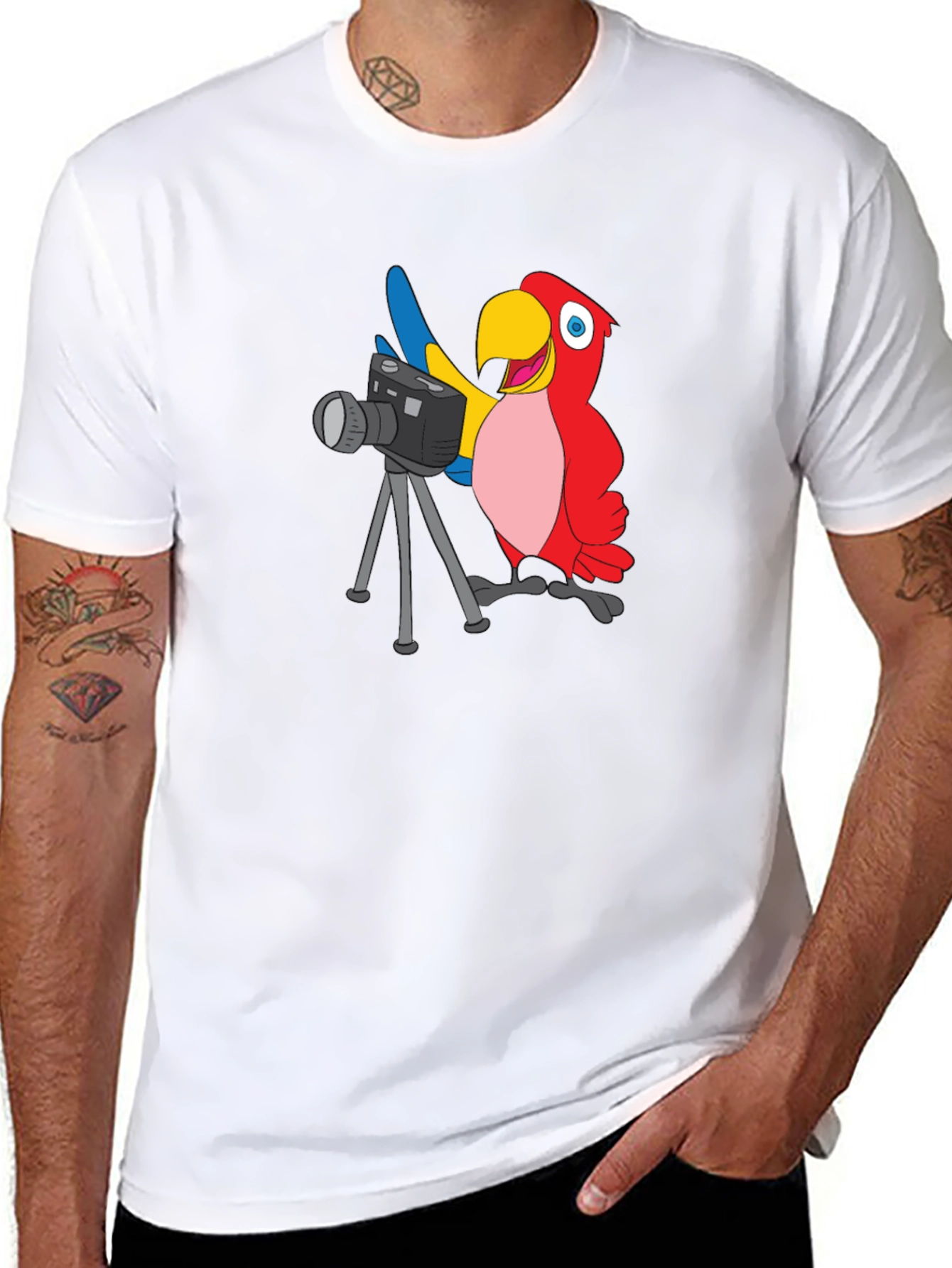Black Parrot Photographer Graphic T-Shirt - Black view 8