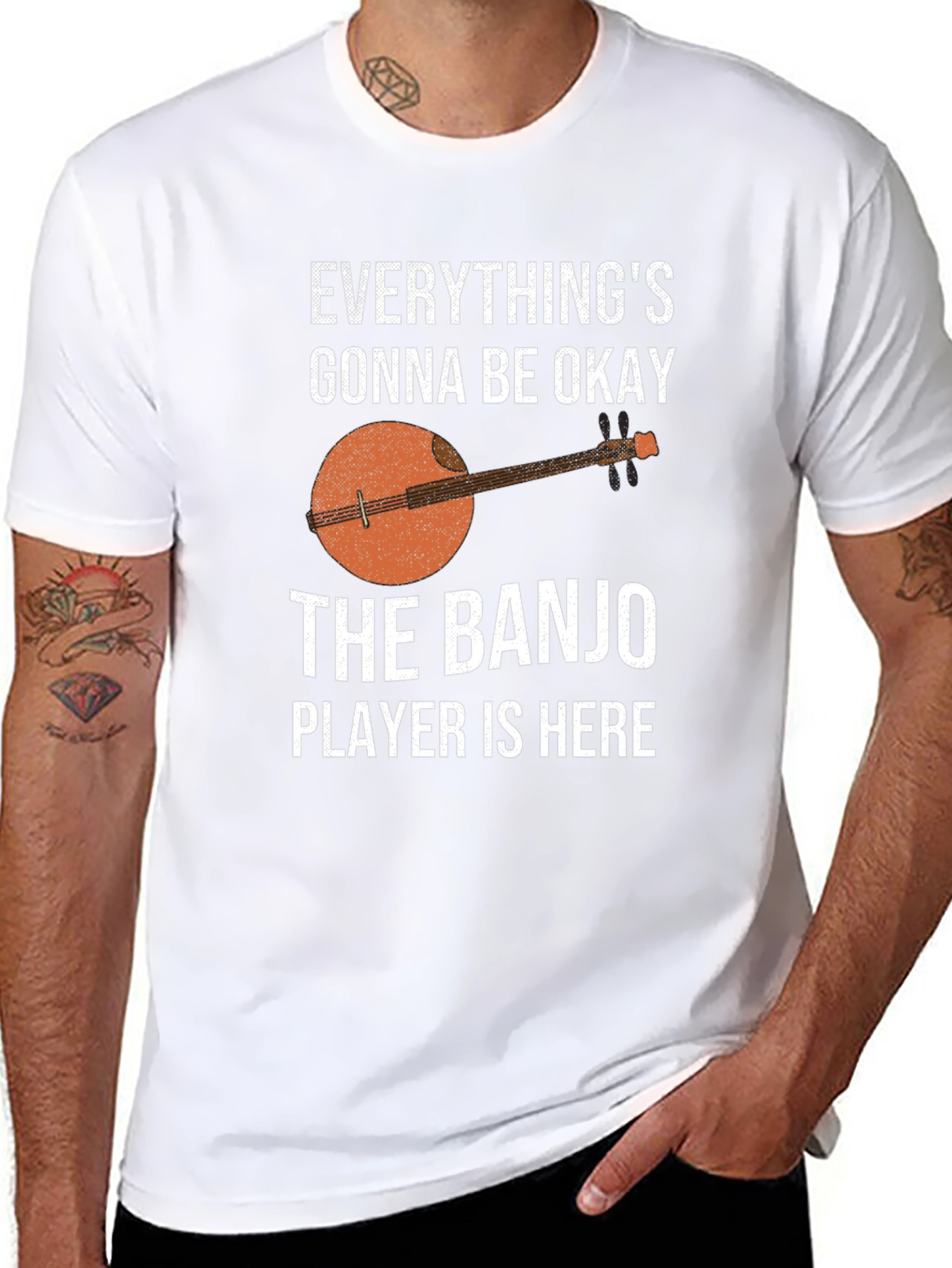 Black Banjo Player T-Shirt - Everything's Gonna Be Okay view 8