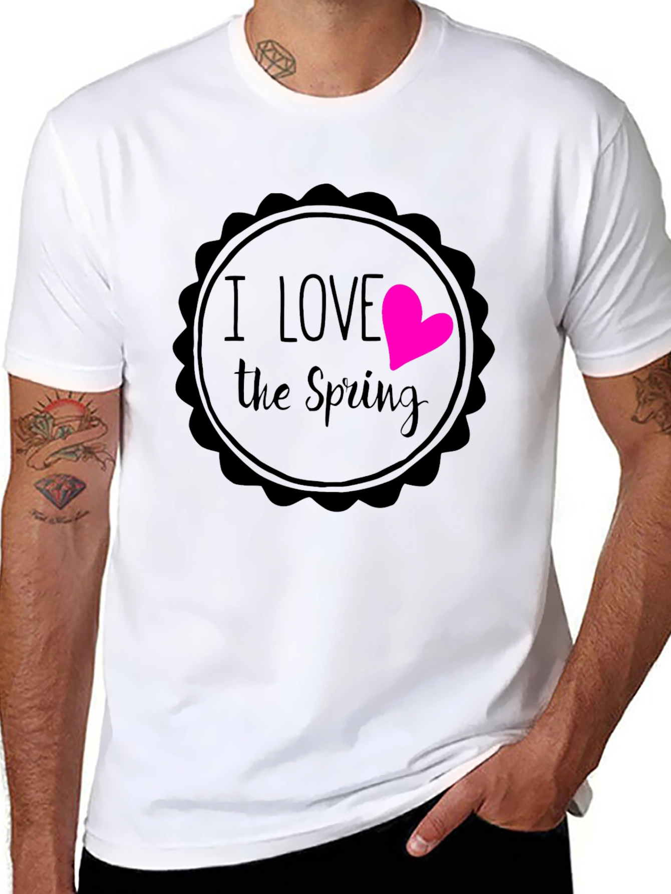 Black I Love the Spring Black Graphic T-Shirt view 8
