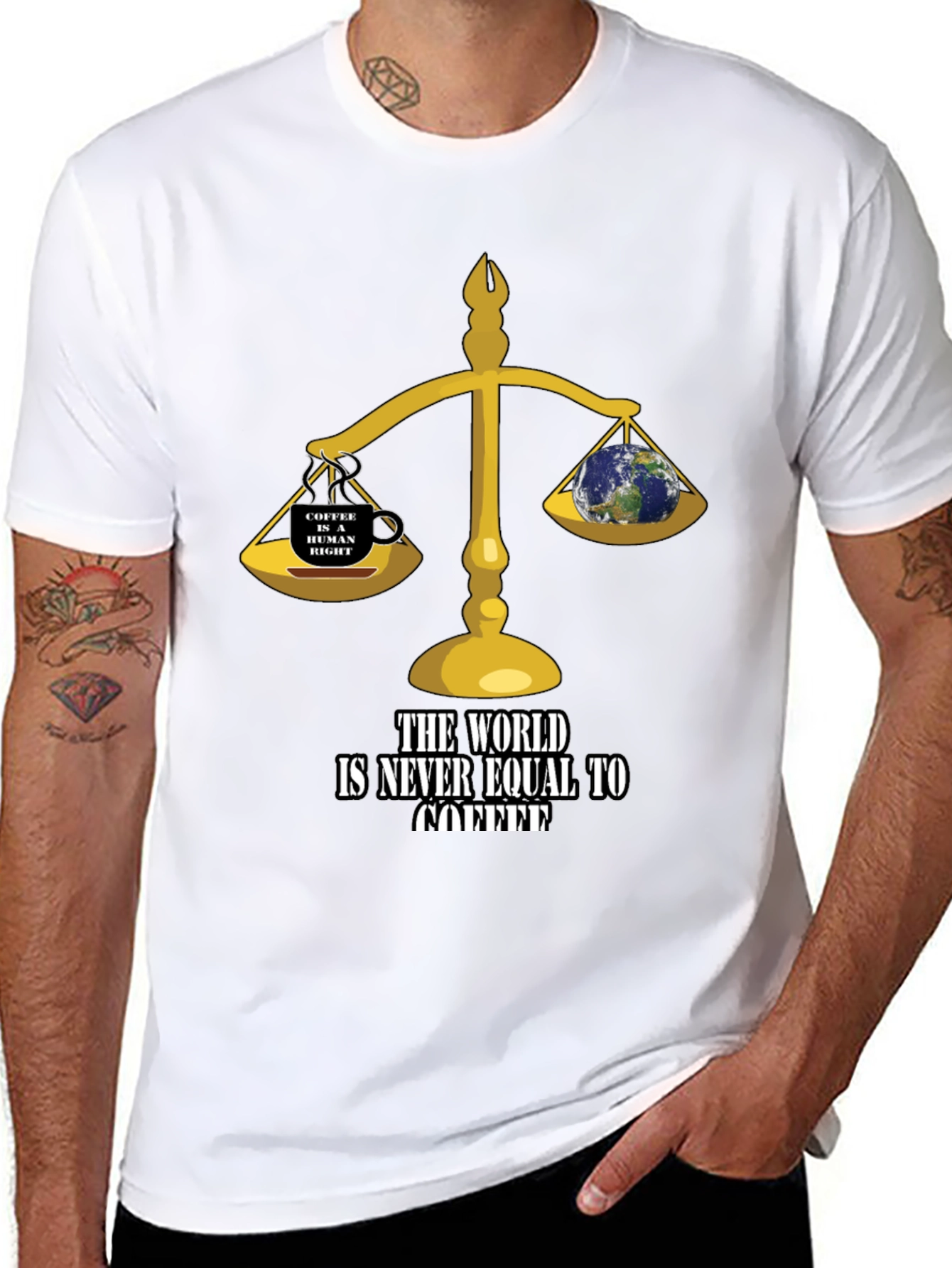 Black Coffee Lover's T-Shirt: The World Is Never Equal to Coffee! view 8