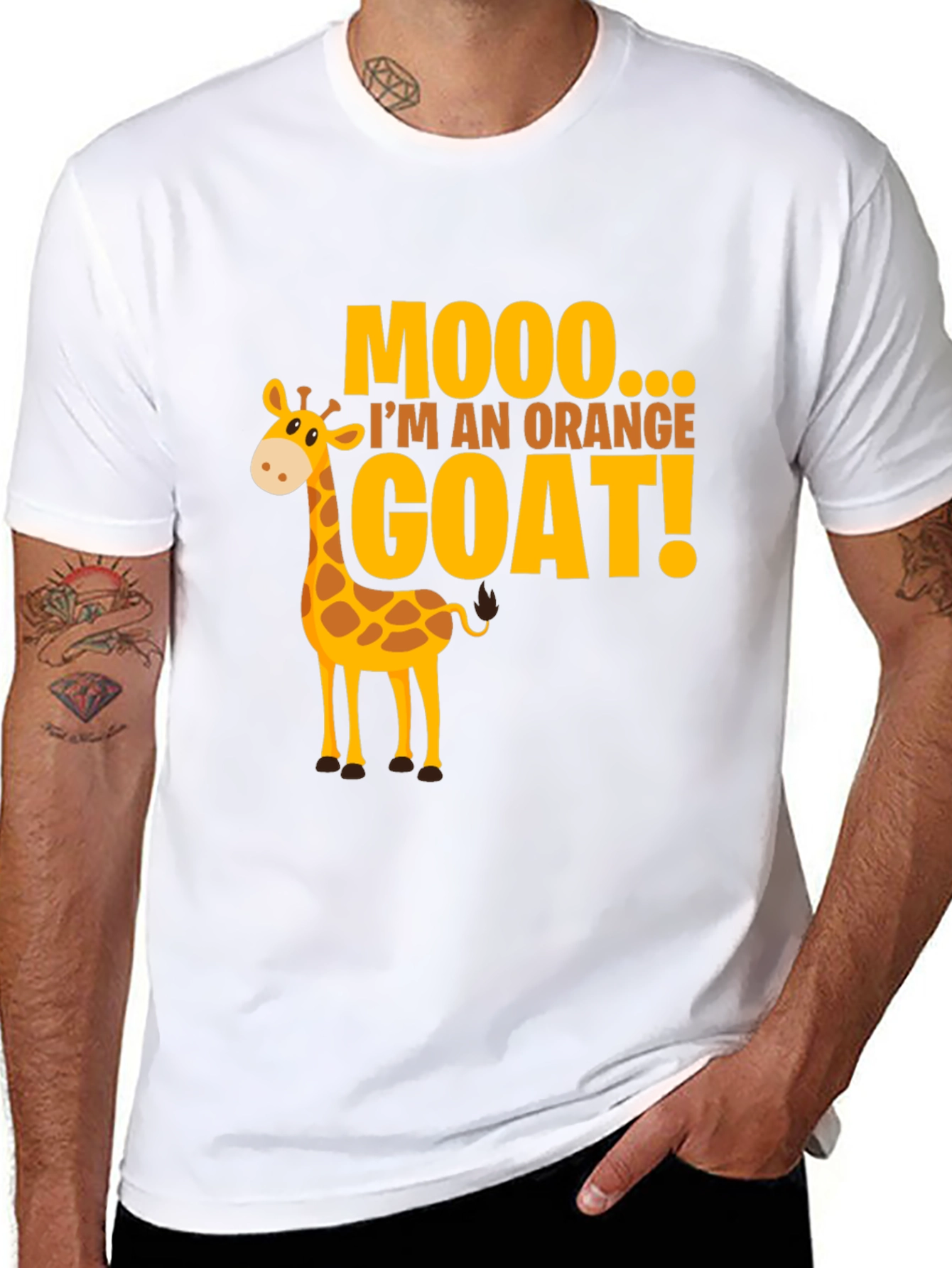 Black Mooo I'm An Orange Goat! Funny Giraffe T-Shirt view 8