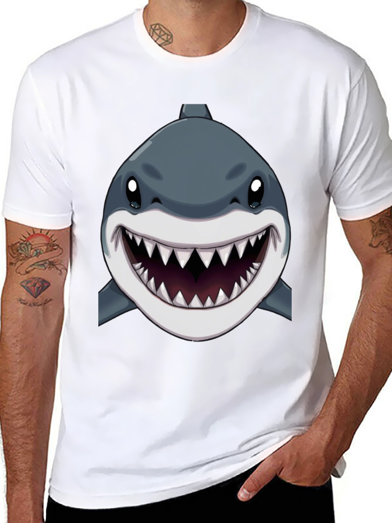 Black Shark Graphic Print Black T-Shirt view 8