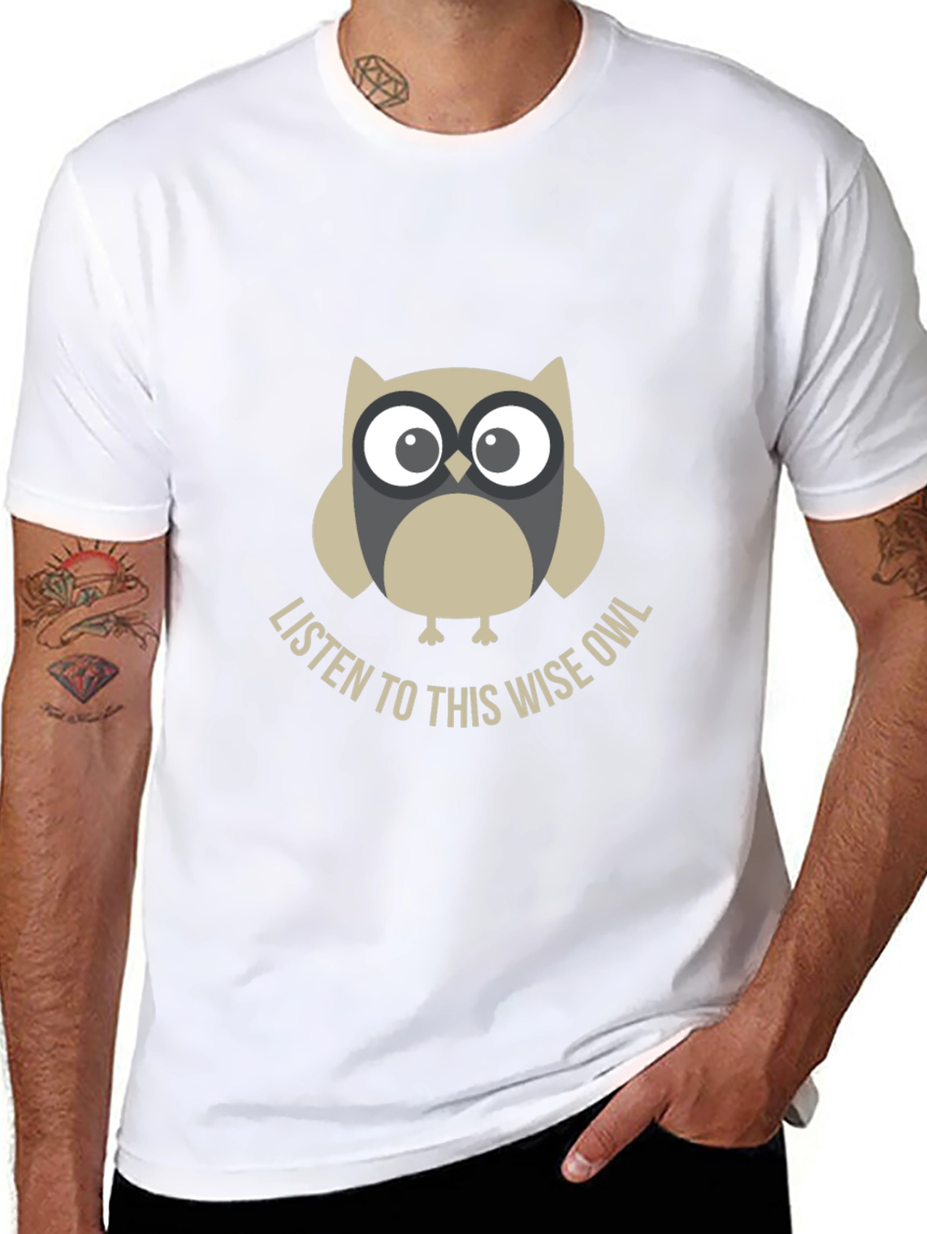 Black Wise Owl Graphic Tee - Listen To This Owl T-Shirt view 8