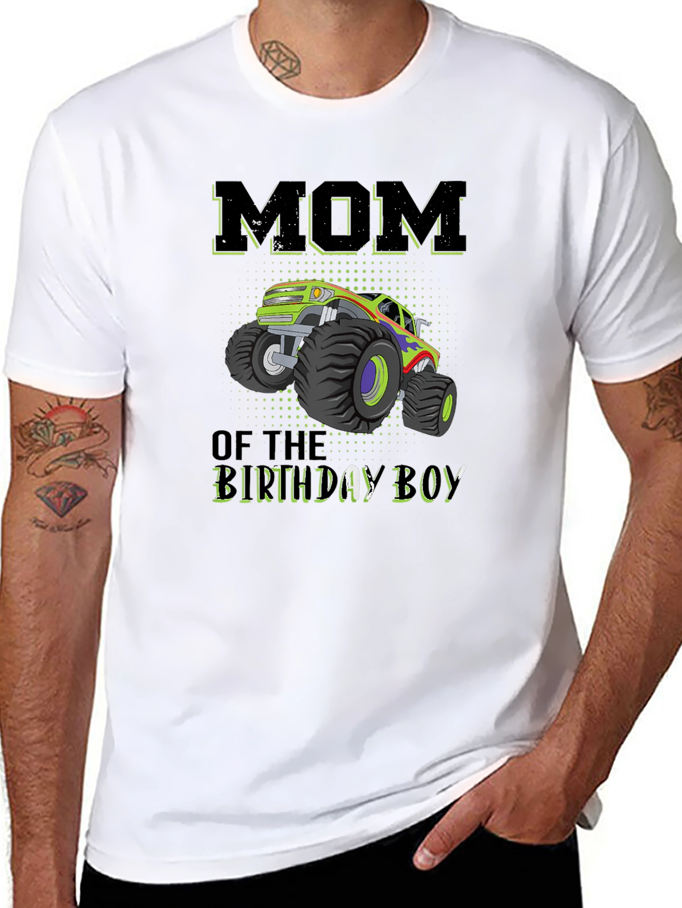 Black Mom of the Birthday Boy Monster Truck T-Shirt view 8