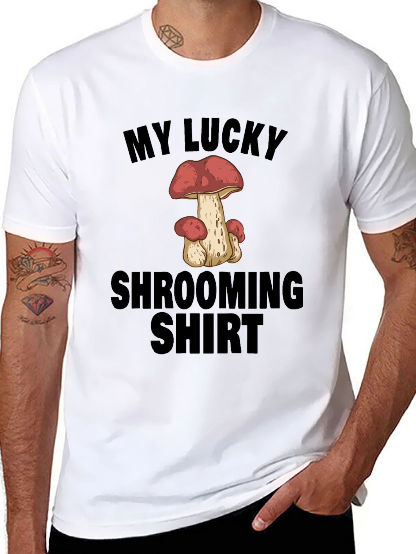 Black My Lucky Shrooming Shirt - Novelty Mushroom T-Shirt view 8
