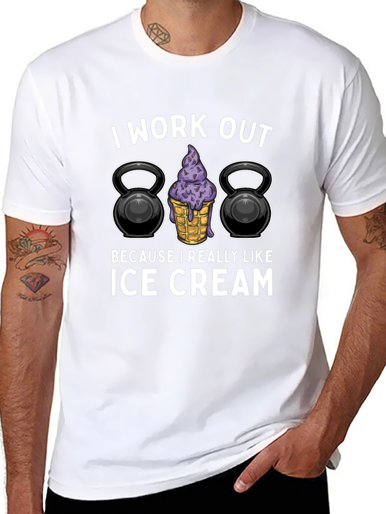 Black Workout for Ice Cream Black Graphic Tee view 8