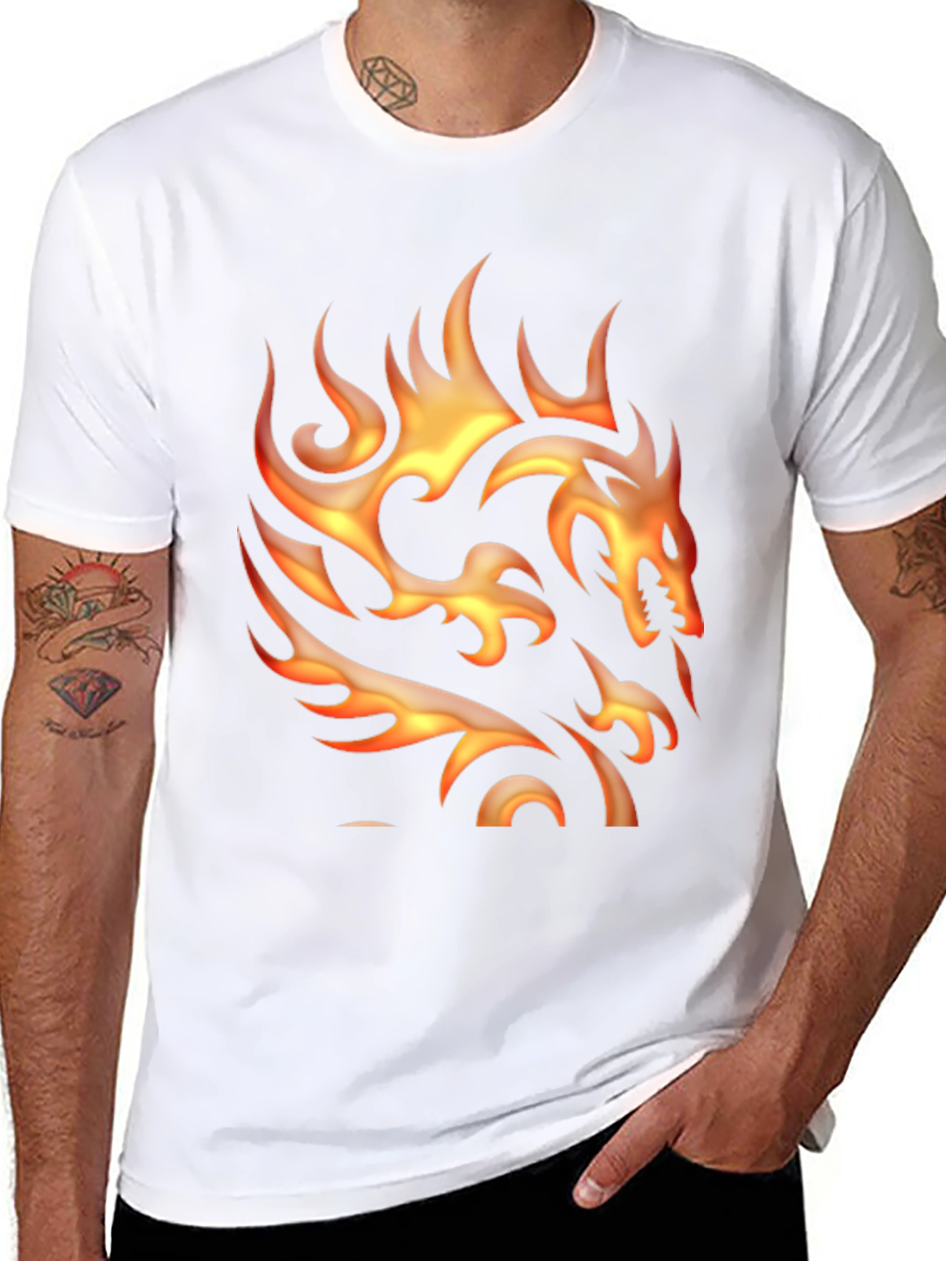 Black Fiery Dragon Graphic T-Shirt - Bold Black Tee view 8