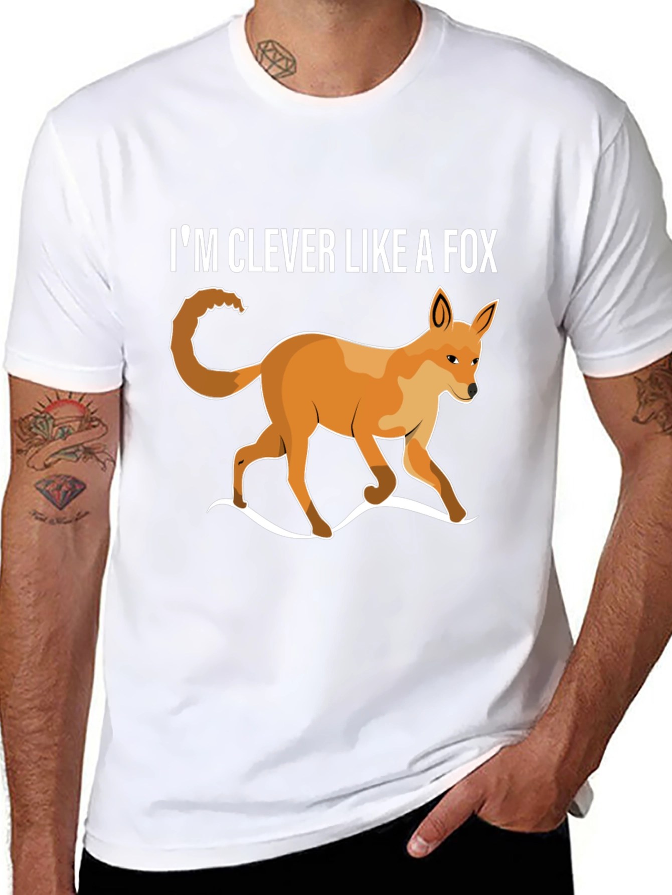 Black Clever Like A Fox T-Shirt - Unique Animal Design view 8