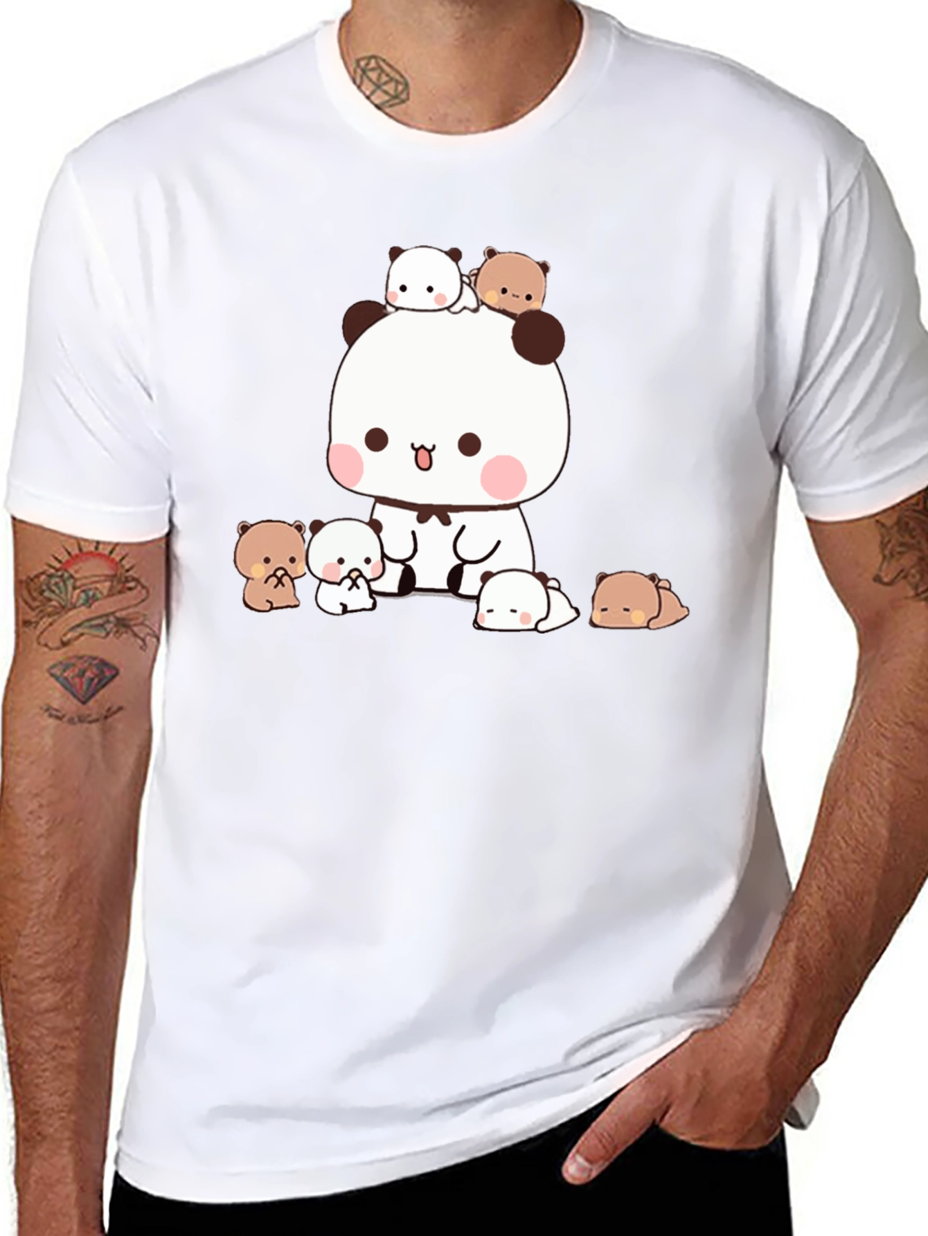 Black Cute Panda & Bear Graphic Tee - Black view 8