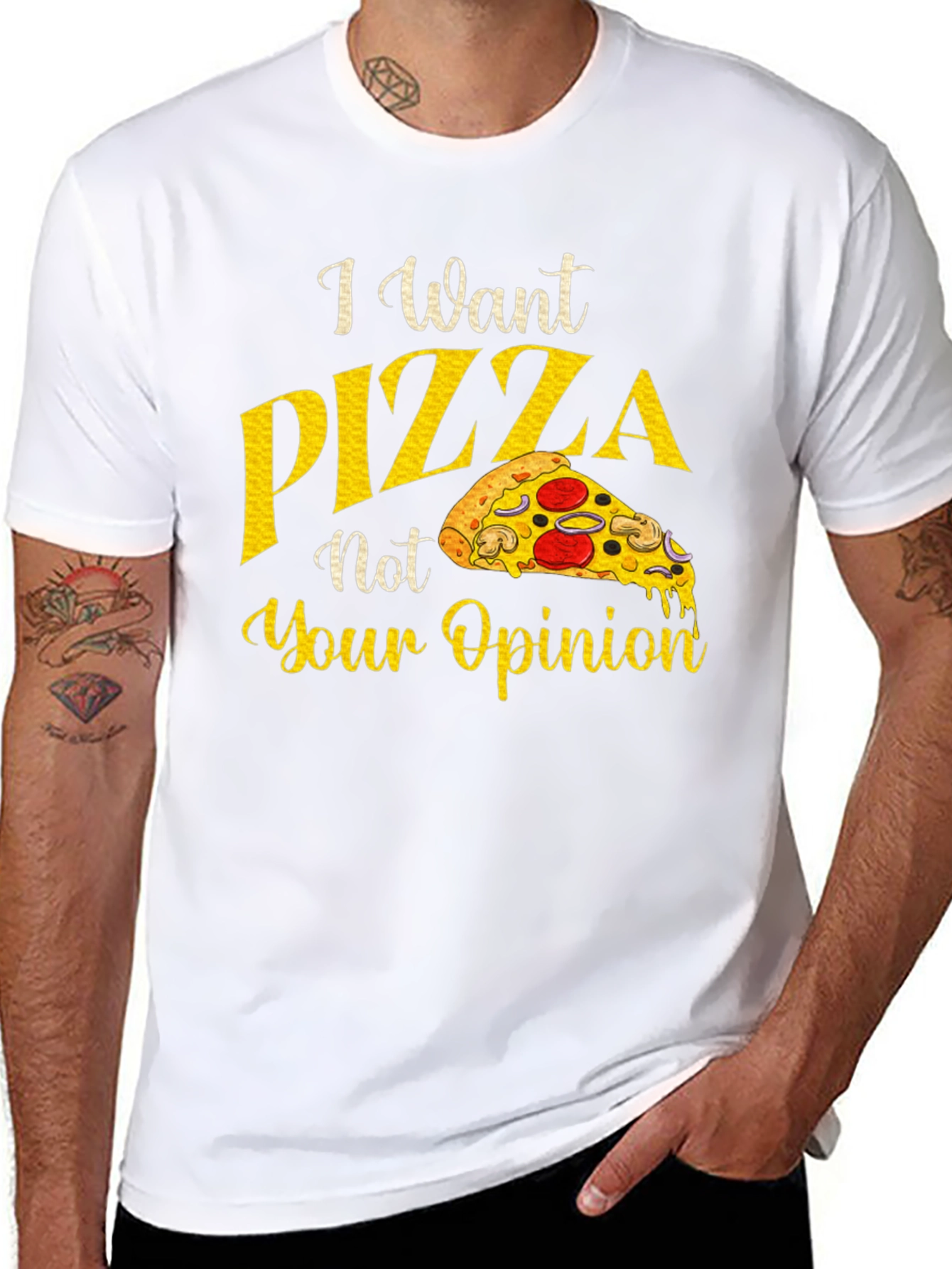 Black I Want Pizza Not Your Opinion Graphic T-Shirt view 8