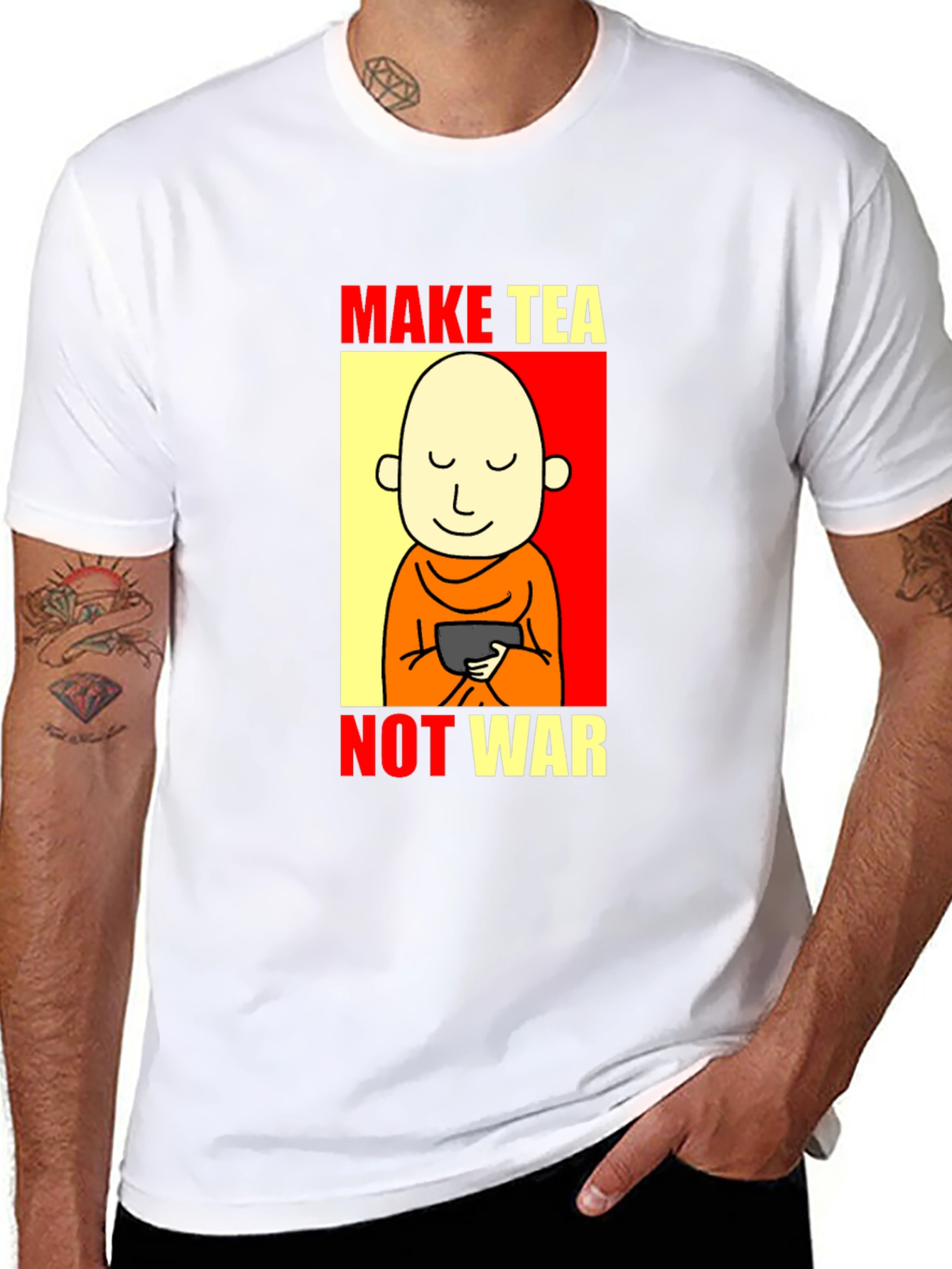 Black Make Tea Not War T-Shirt - Peaceful Zen Design view 8