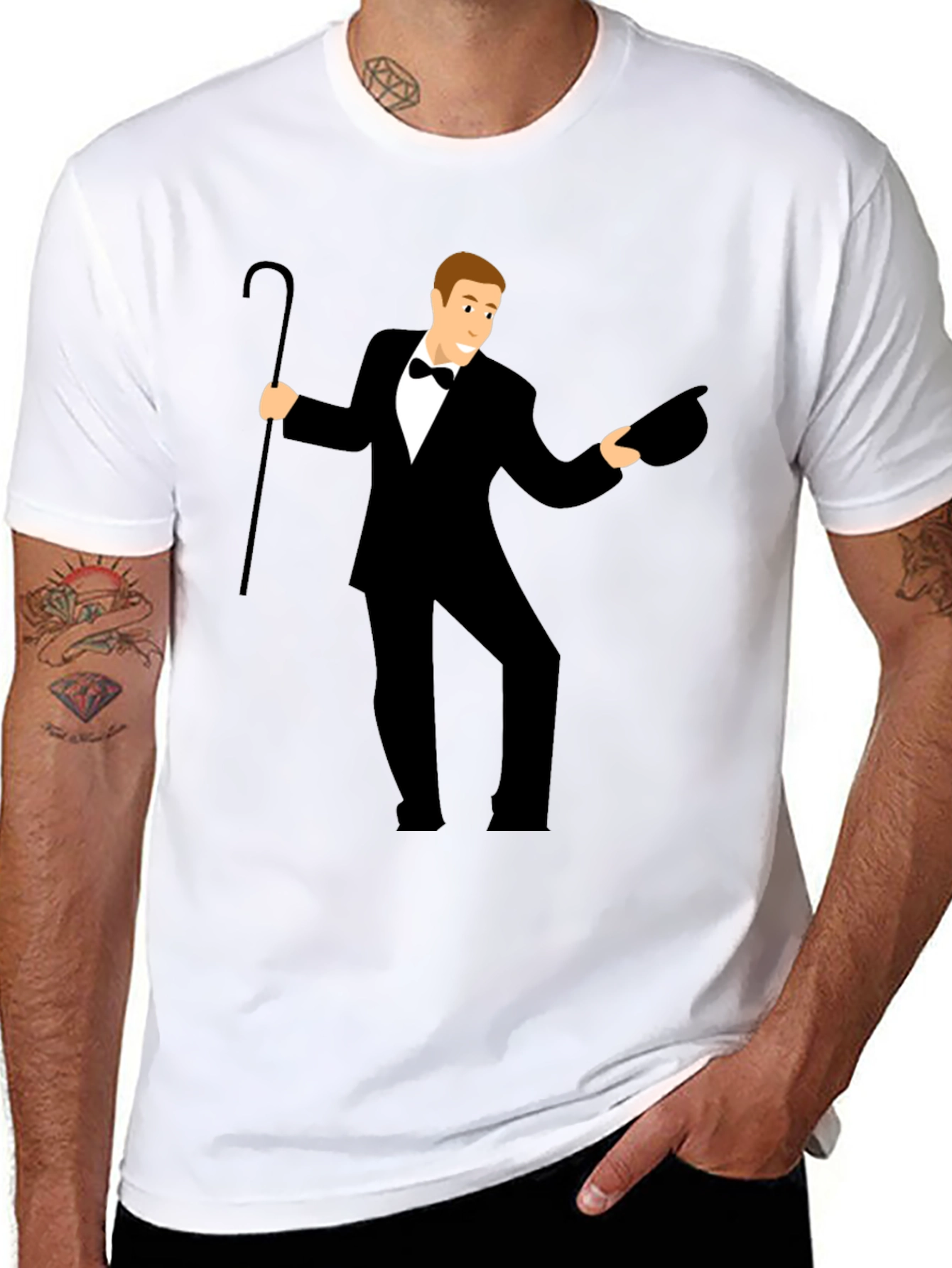 Black Dapper Gentleman Graphic Tee - Classic Style view 8