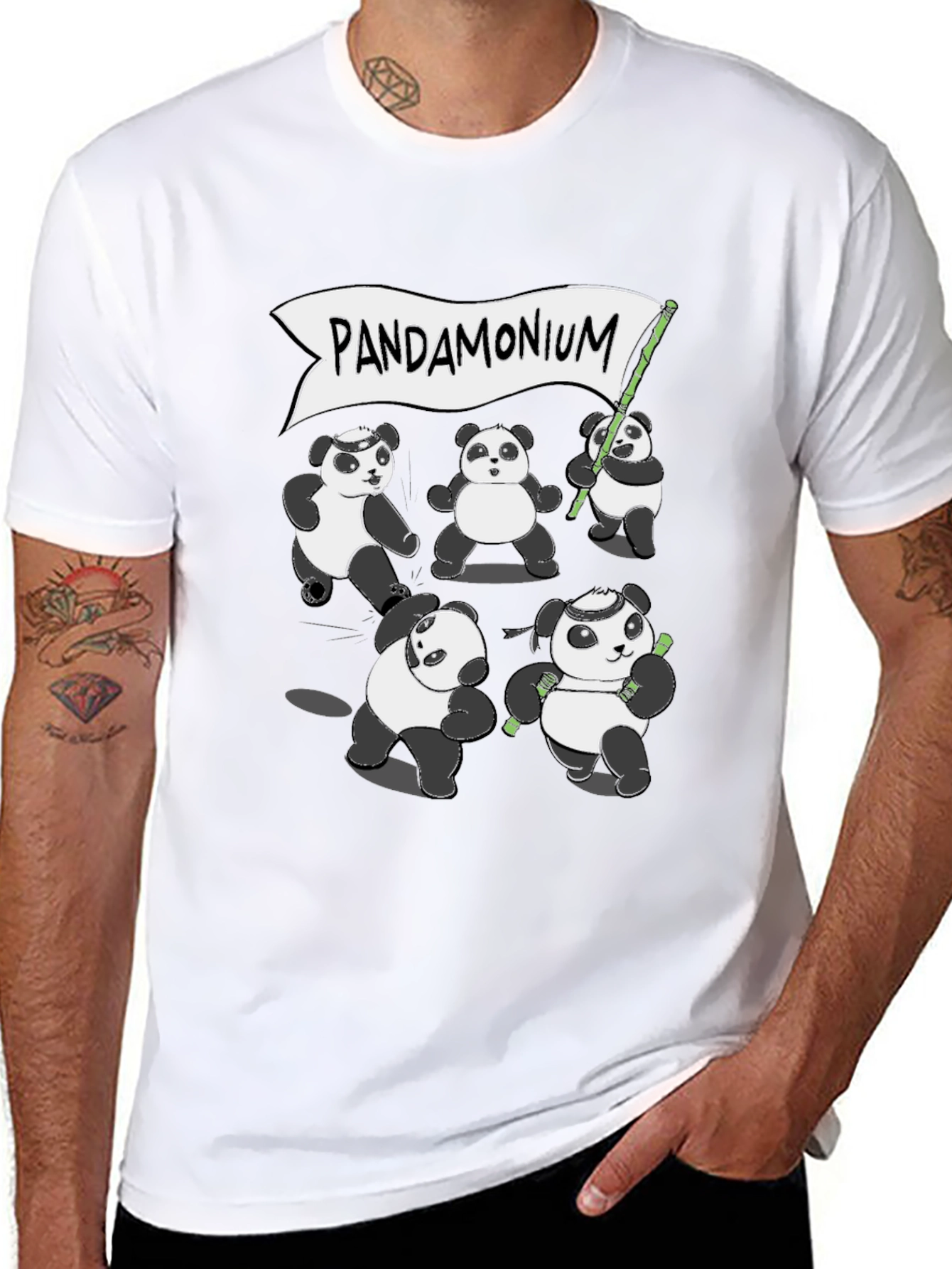 Black Pandamonium T-Shirt - Panda Graphic Tee view 8
