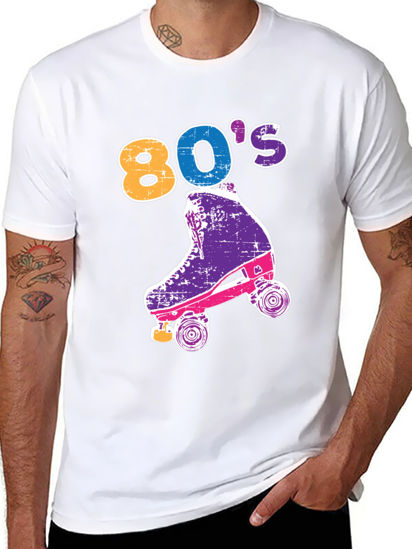Black Retro 80's Roller Skate T-Shirt - Vintage Style Tee view 8