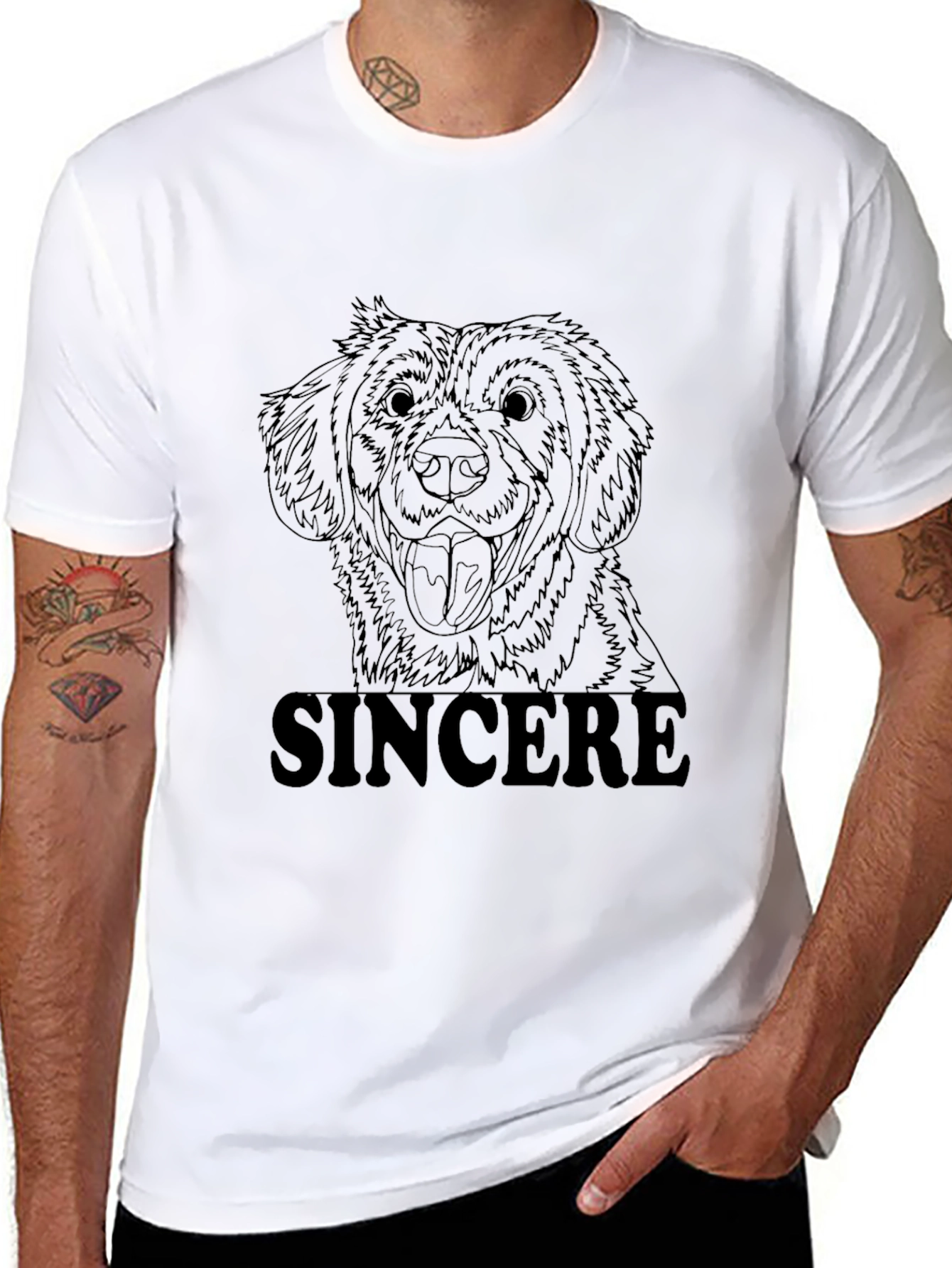Black Sincere Dog Graphic Tee - Unisex Black T-Shirt view 8