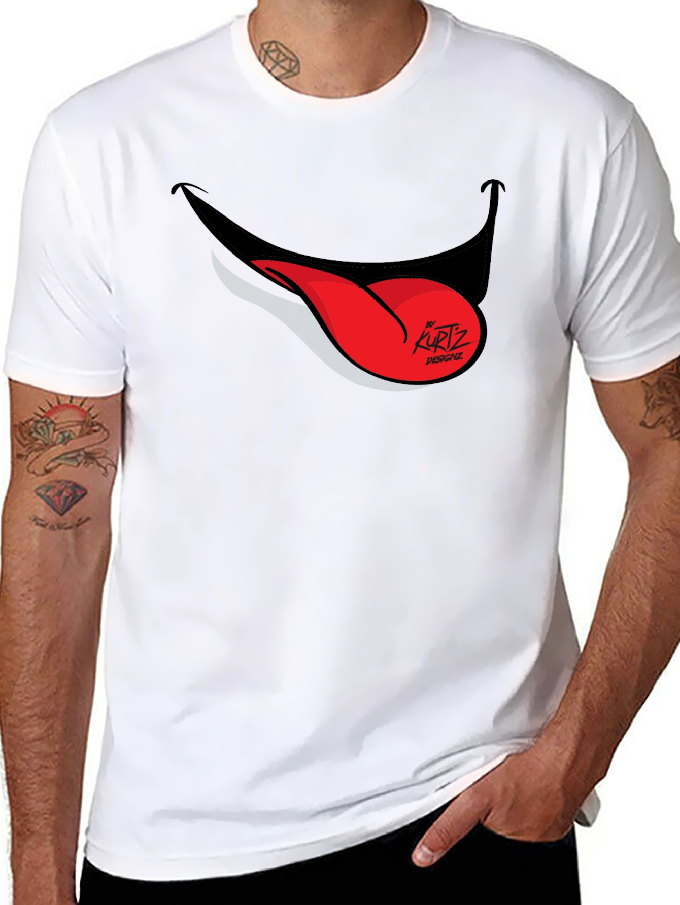 Black Funny Tongue Out Graphic Tee - Black Casual T-Shirt view 8