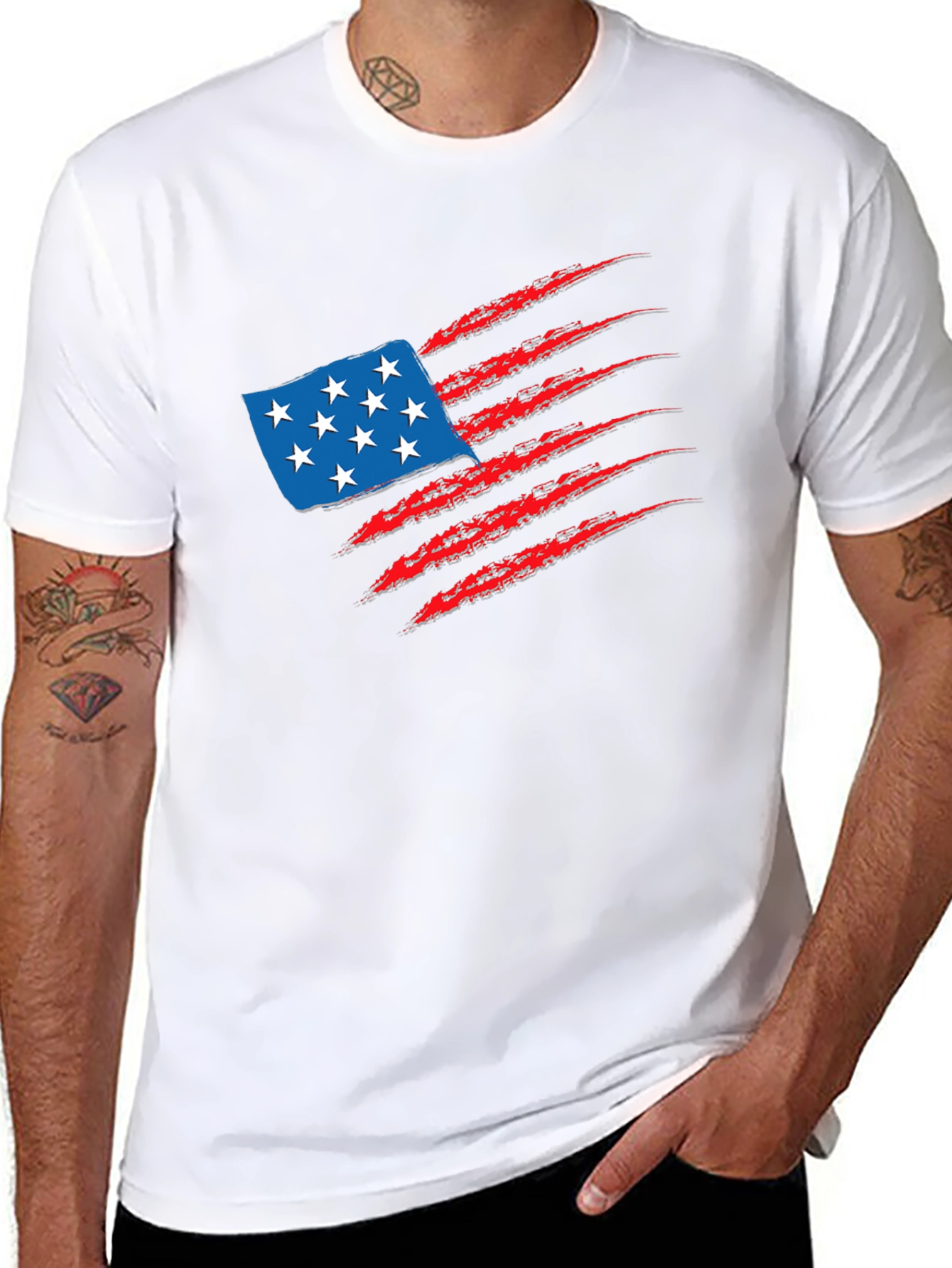 Black American Flag Claw T-Shirt view 8