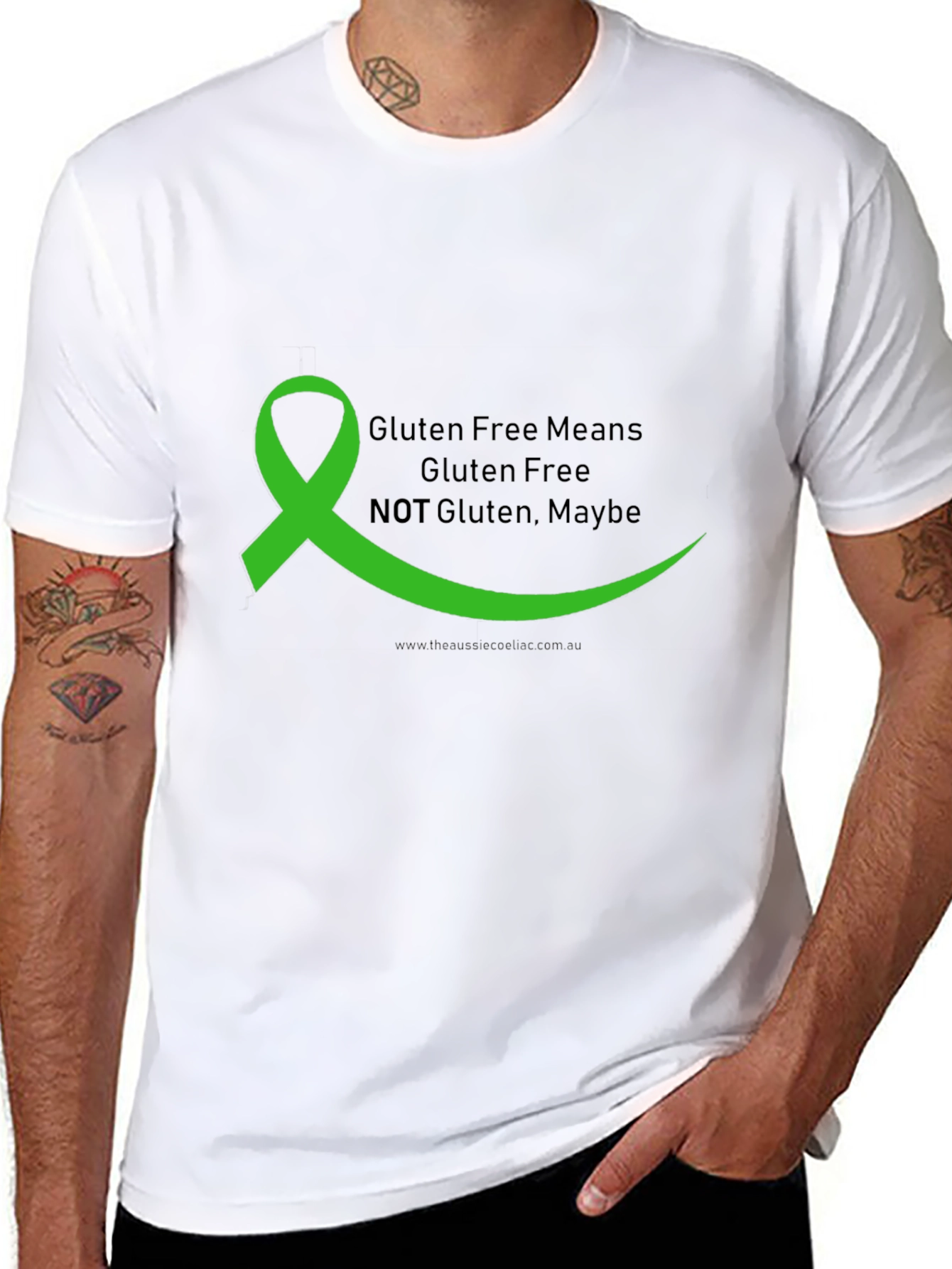 Gluten Free Awareness T-Shirt - Green Ribbon Design - 8