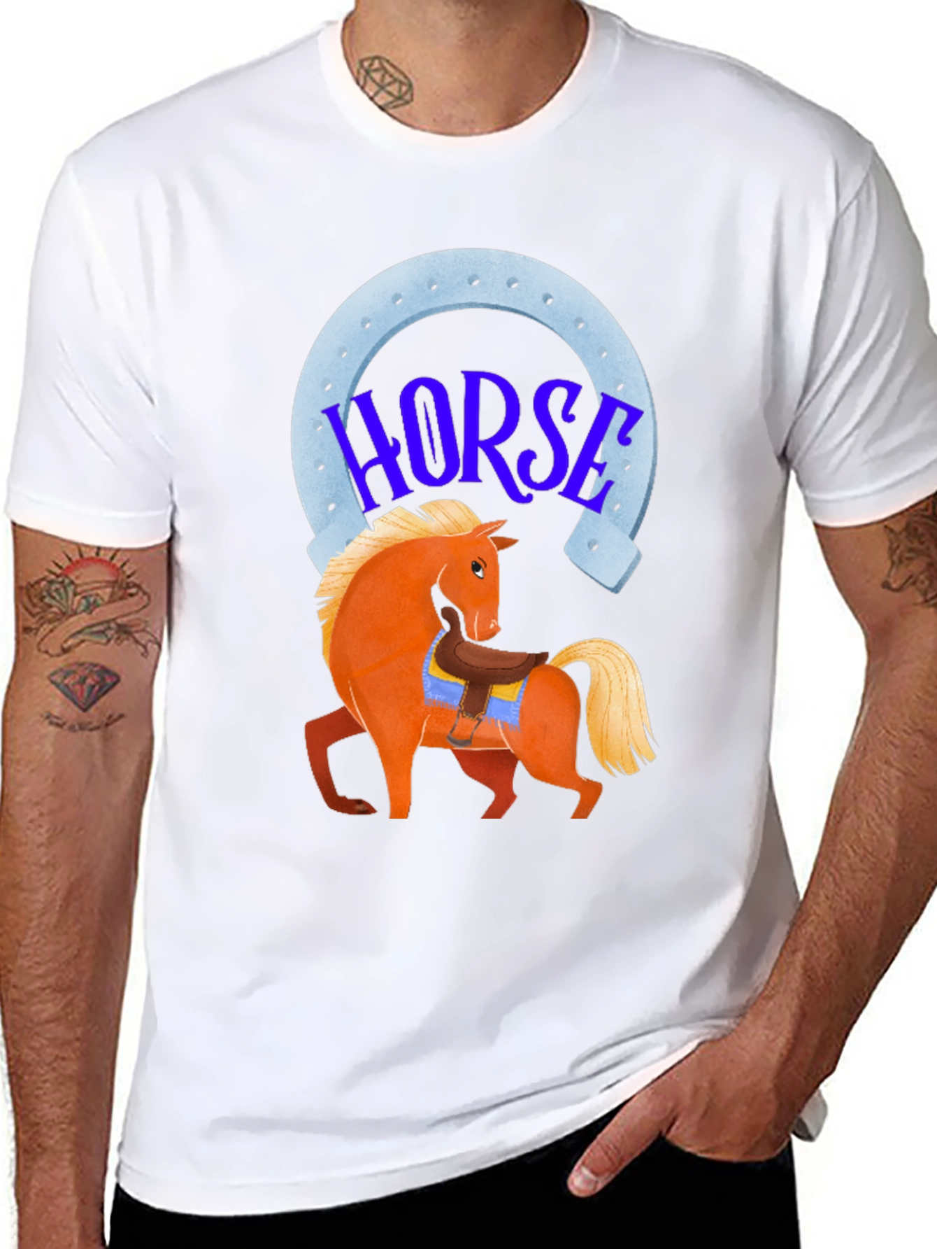 Black Horse Graphic Tee - Lucky Horseshoe Design view 8