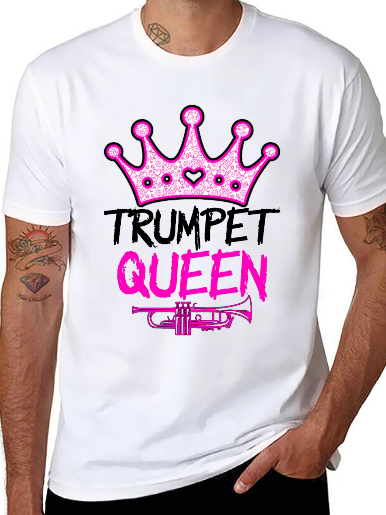 Black Trumpet Queen Graphic T-Shirt - Music Lover Tee view 8