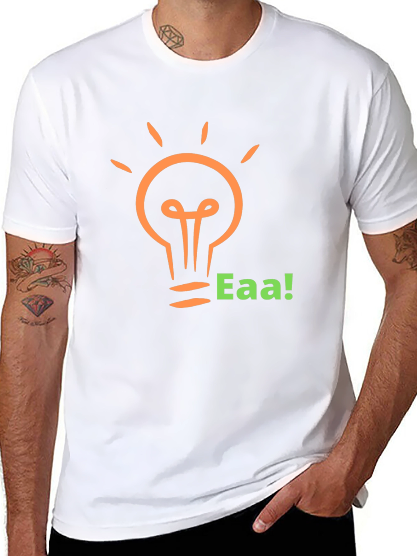 Black Black T-Shirt with Light Bulb Graphic and 'Eaa!' Text view 8