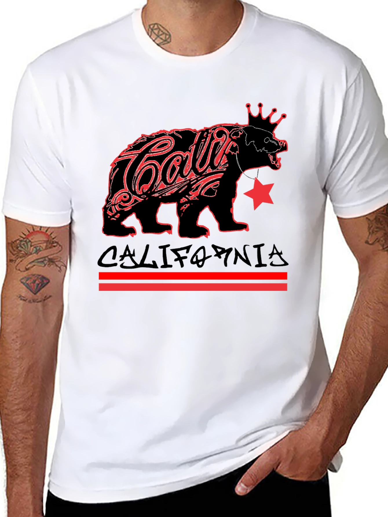 Black California Bear Black Graphic Tee view 8