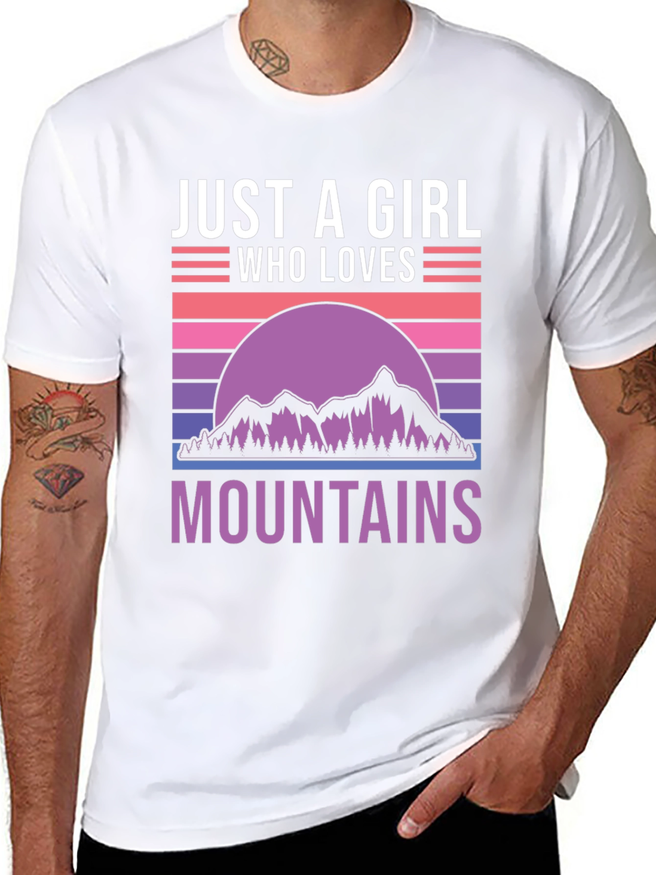 Black Just a Girl Who Loves Mountains T-Shirt view 8