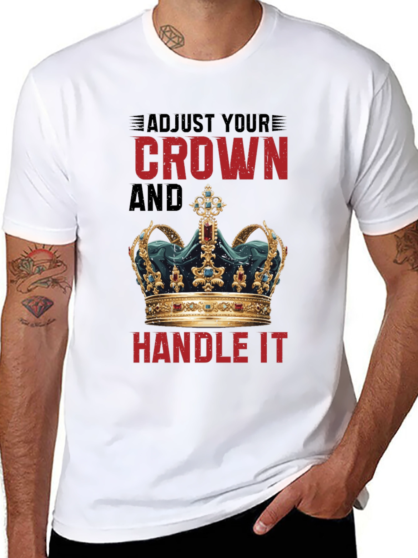 Black Adjust Your Crown Graphic Tee - Men's Black T-Shirt view 8