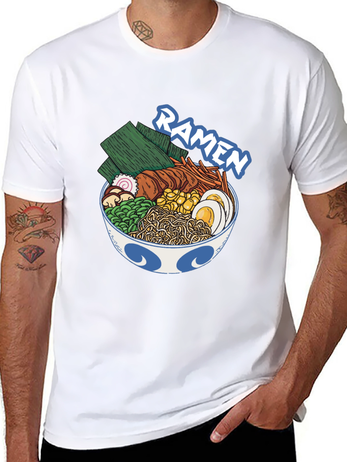 Black Ramen Bowl Graphic T-Shirt - Unisex Crew Neck Tee view 8