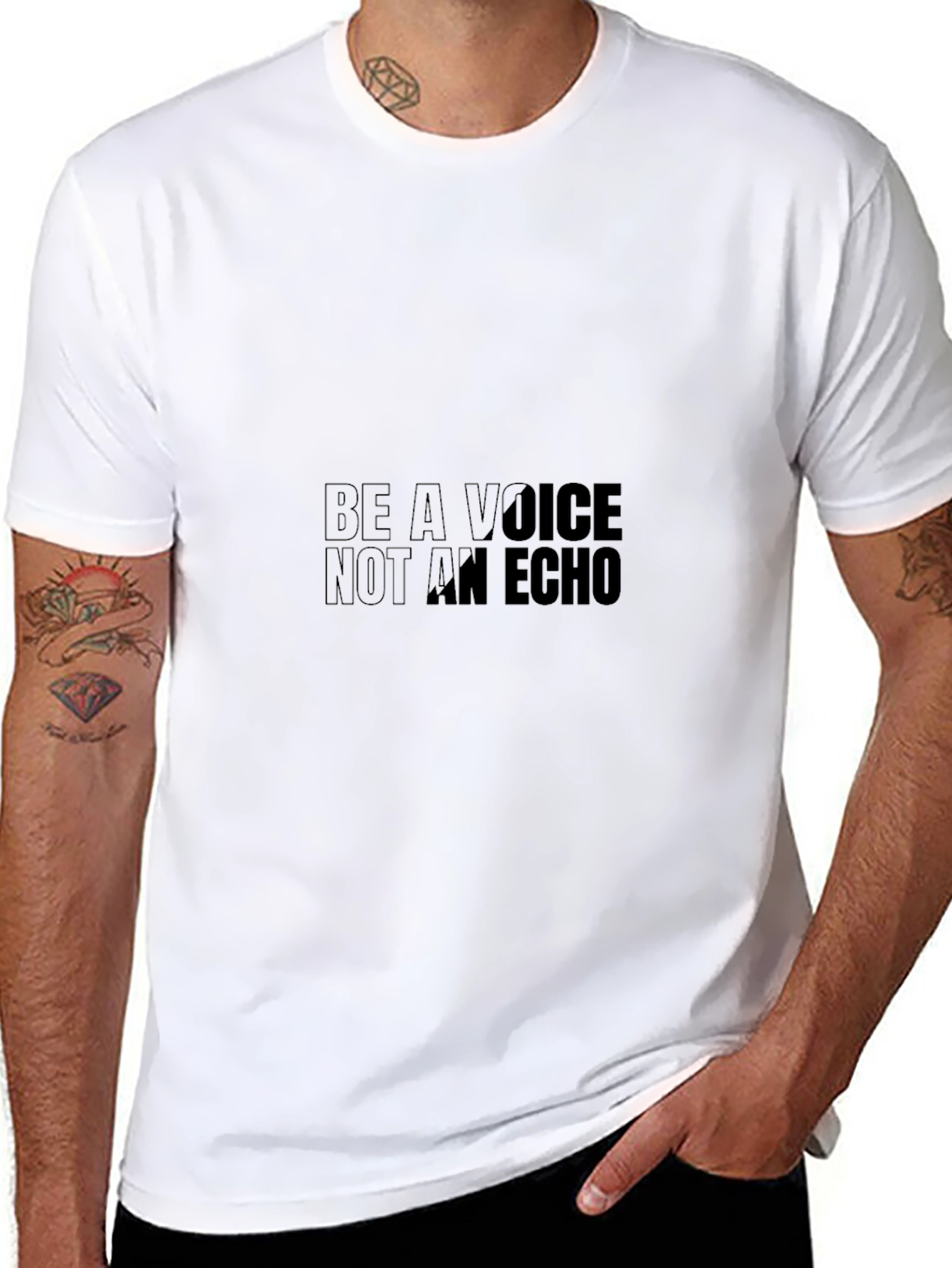 Black Be A Voice Graphic T-Shirt - Motivational Design view 8