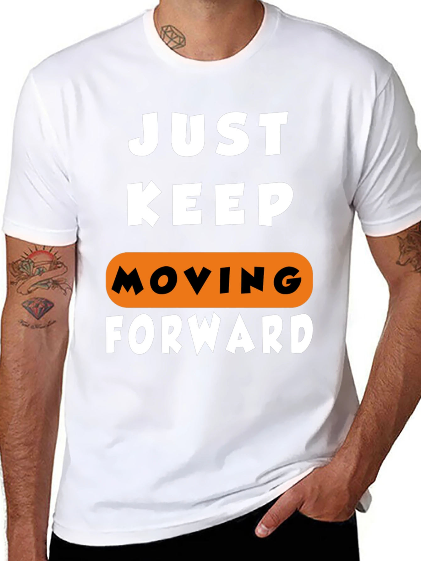 Black Just Keep Moving Forward Graphic Tee view 8