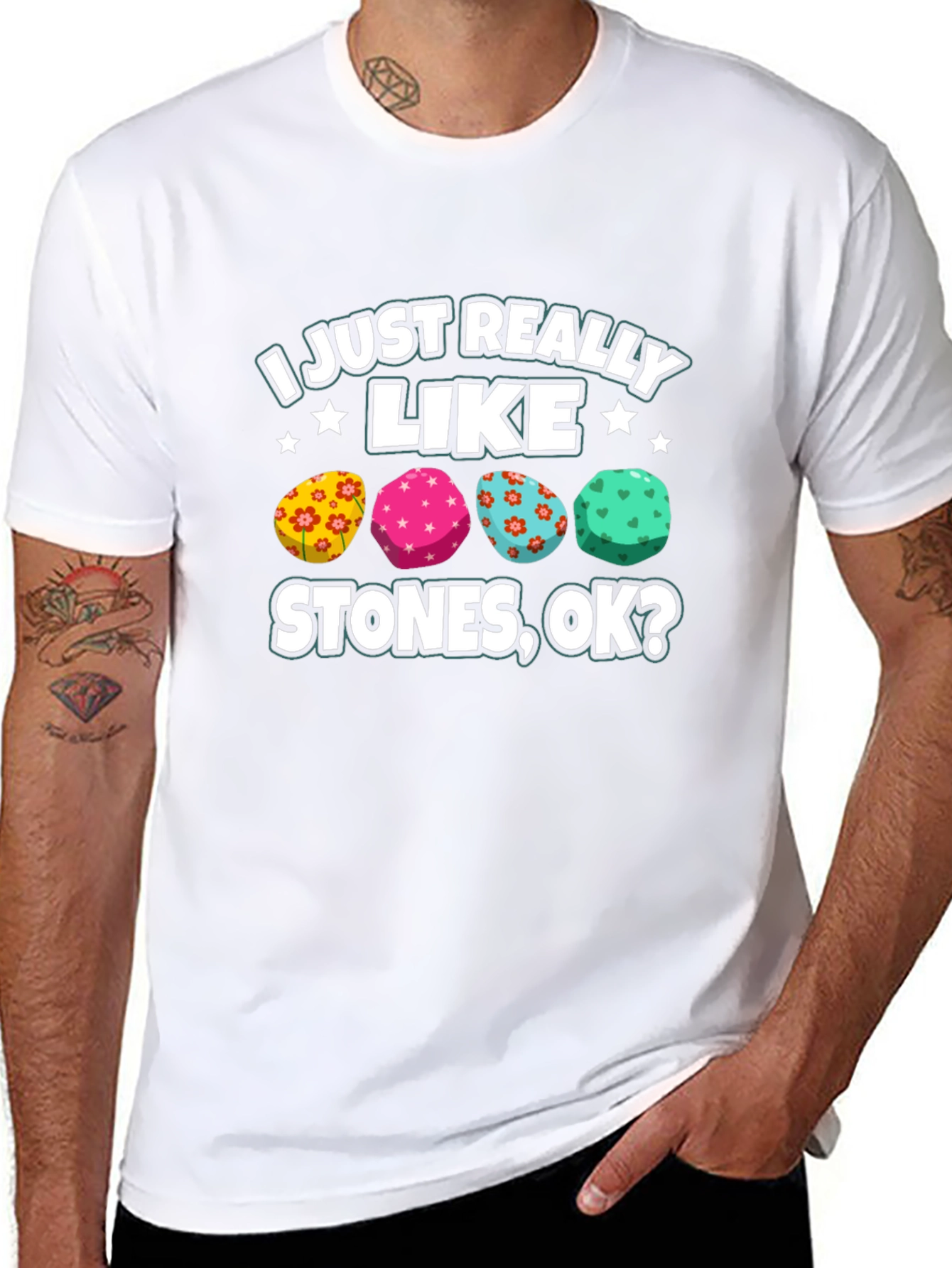 Black I Just Really Like Stones Graphic Tee view 8