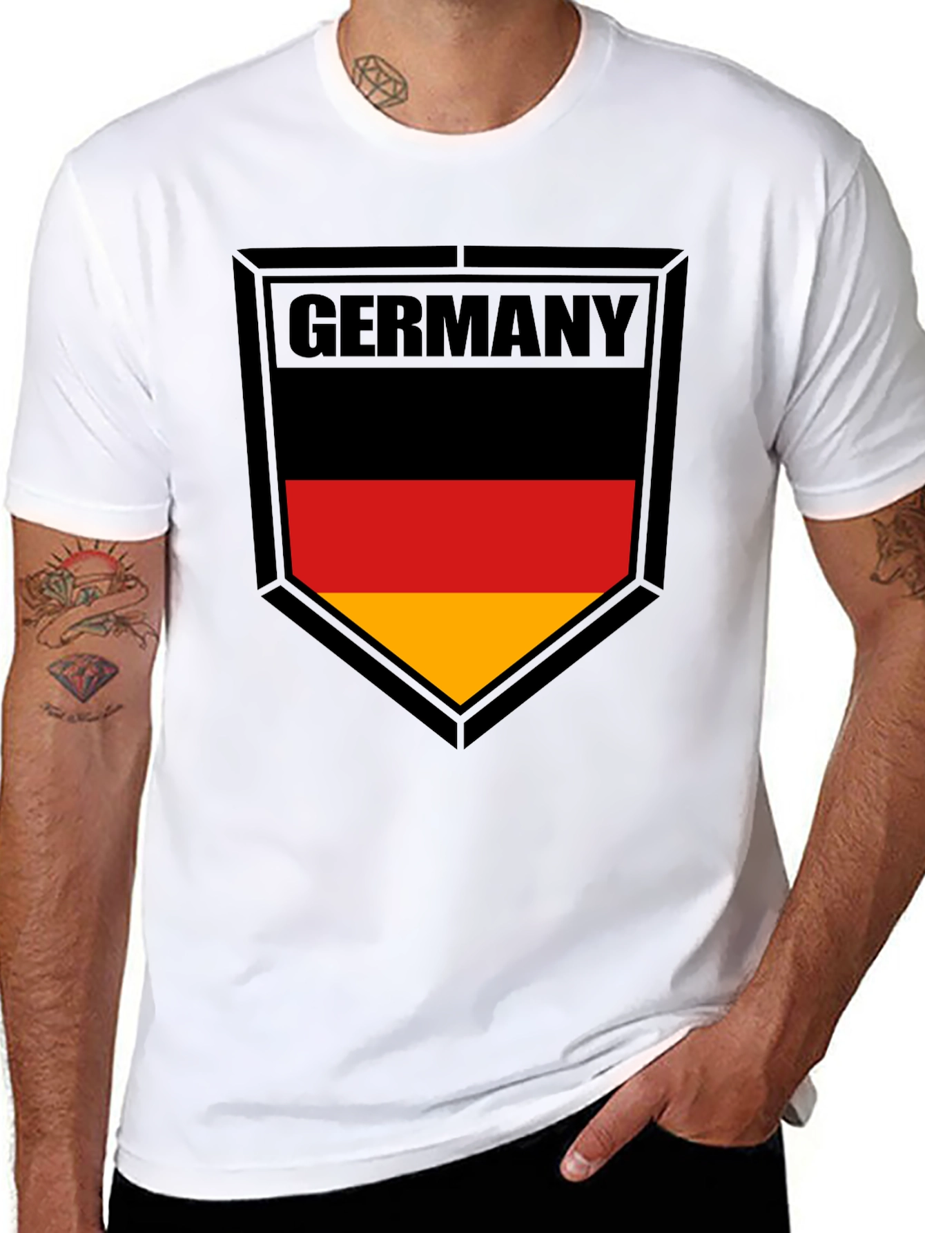 Germany Flag Shield Black T-Shirt - 8