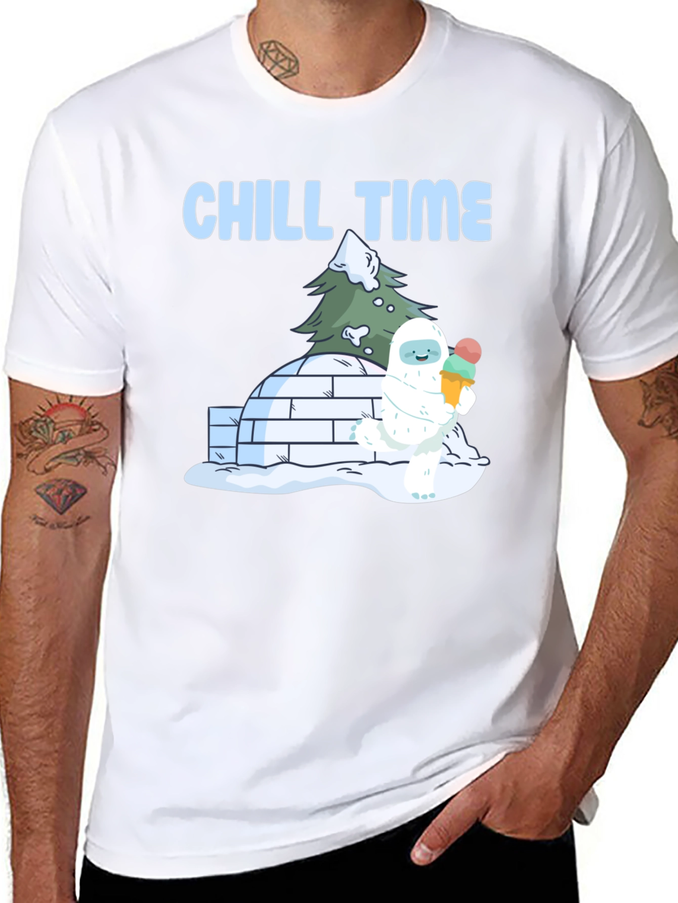 Black Chill Time Yeti Ice Cream T-Shirt view 8
